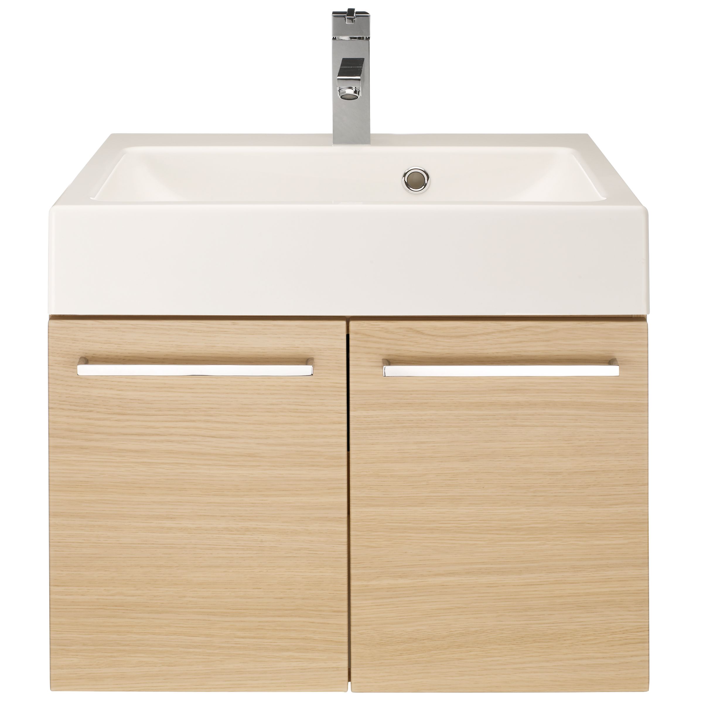 Double Door Vanity Unit including Basin and Tap, Oak at John Lewis