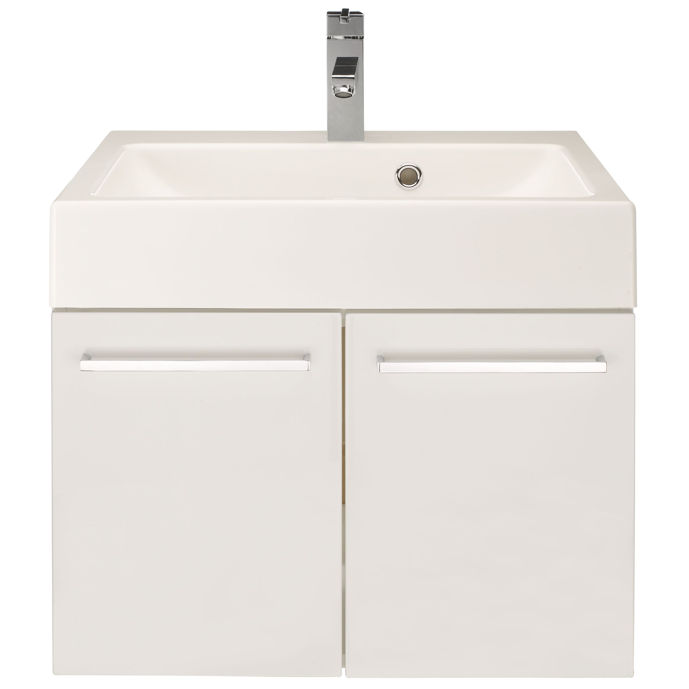 Double Door Vanity Unit including Basin and Tap, Gloss white at John Lewis