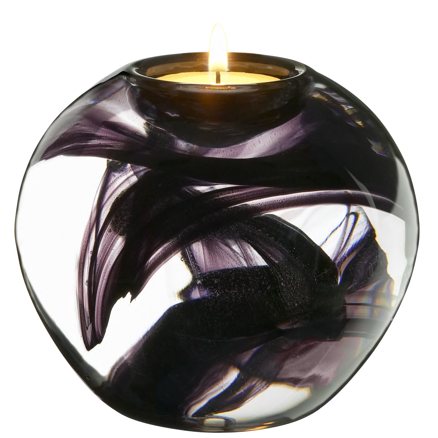 Kosta Boda Cool Moons Tealight Holder, Black, Large