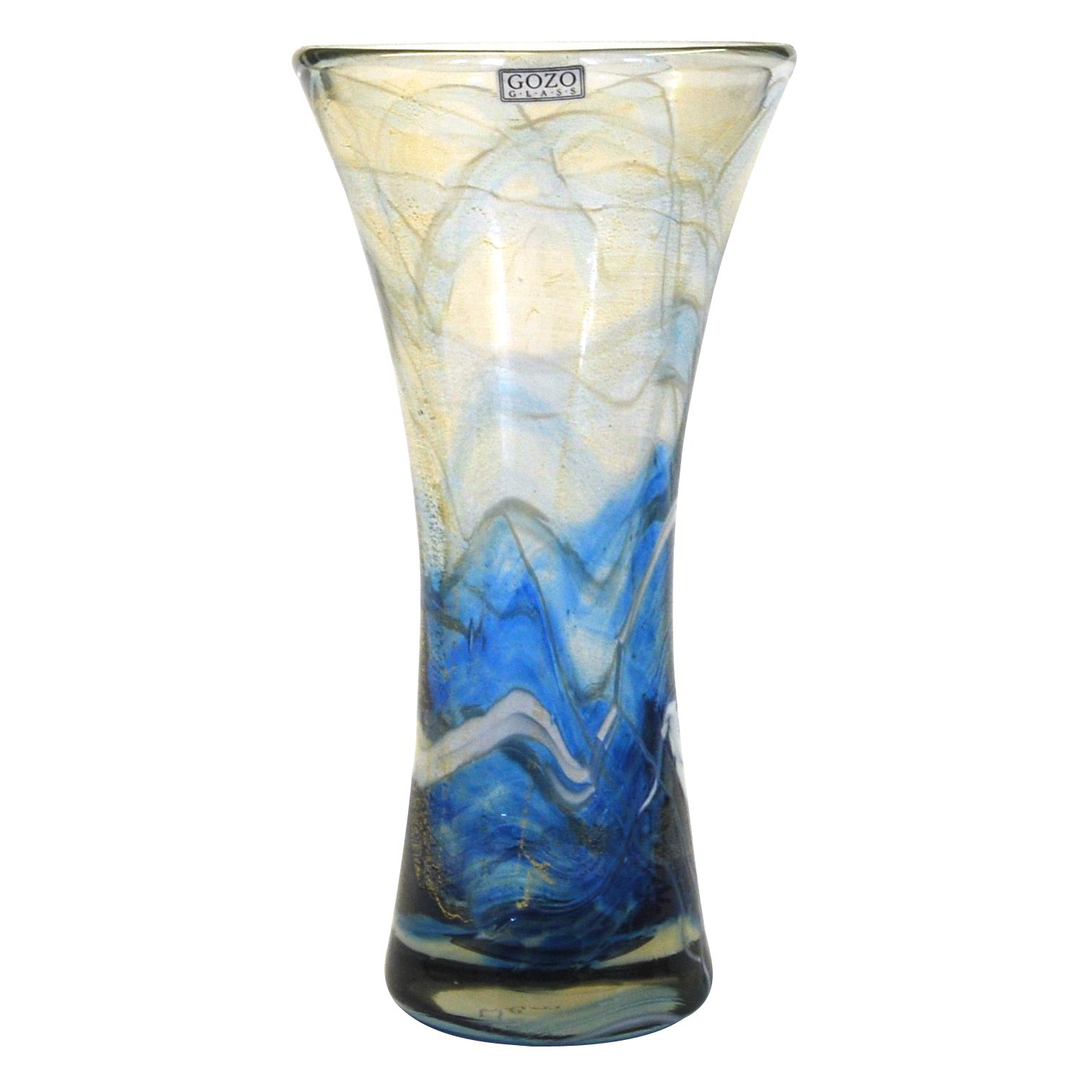 Gozo Glass Flared Vase, Blue