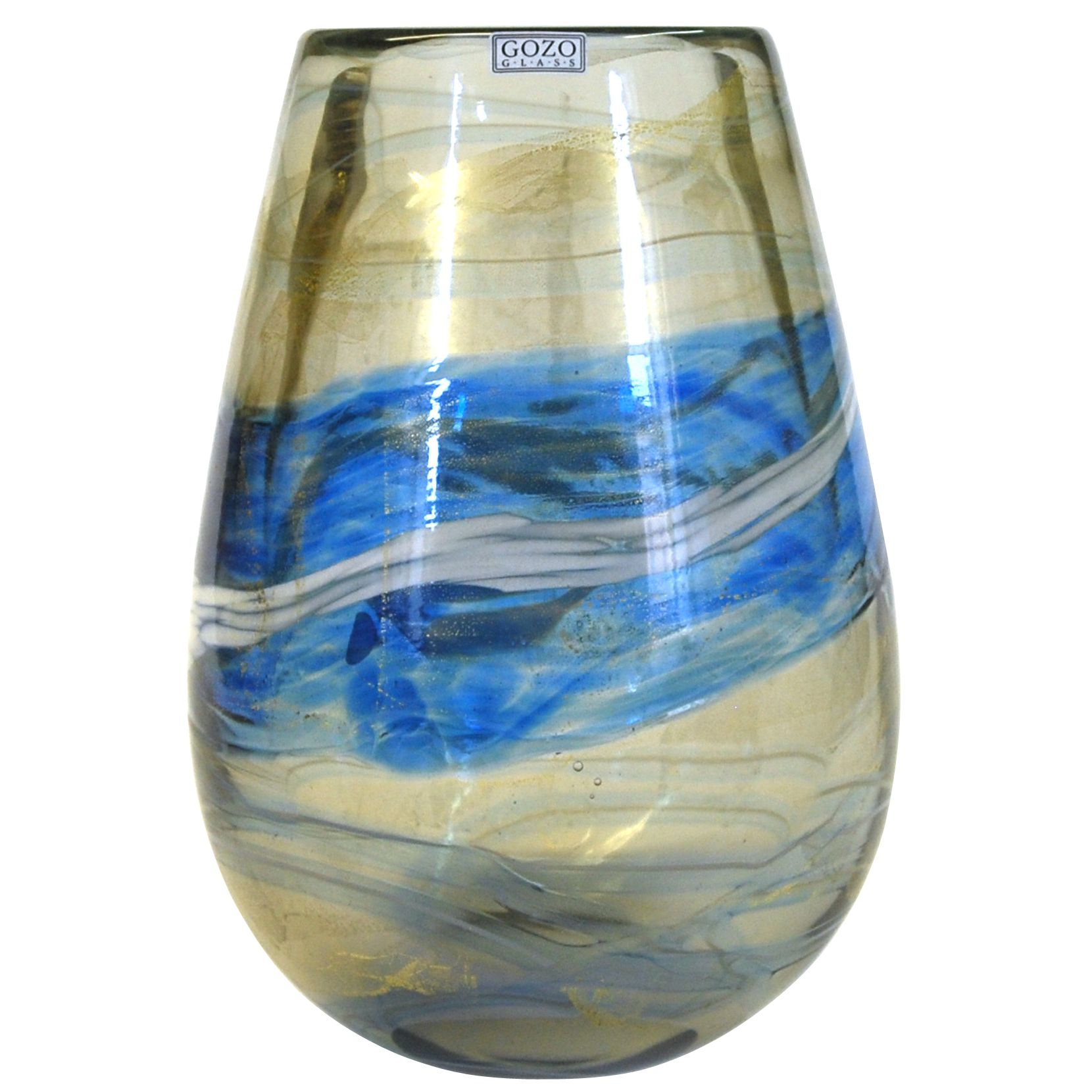 Gozo Glass Barrel Vase, Blue