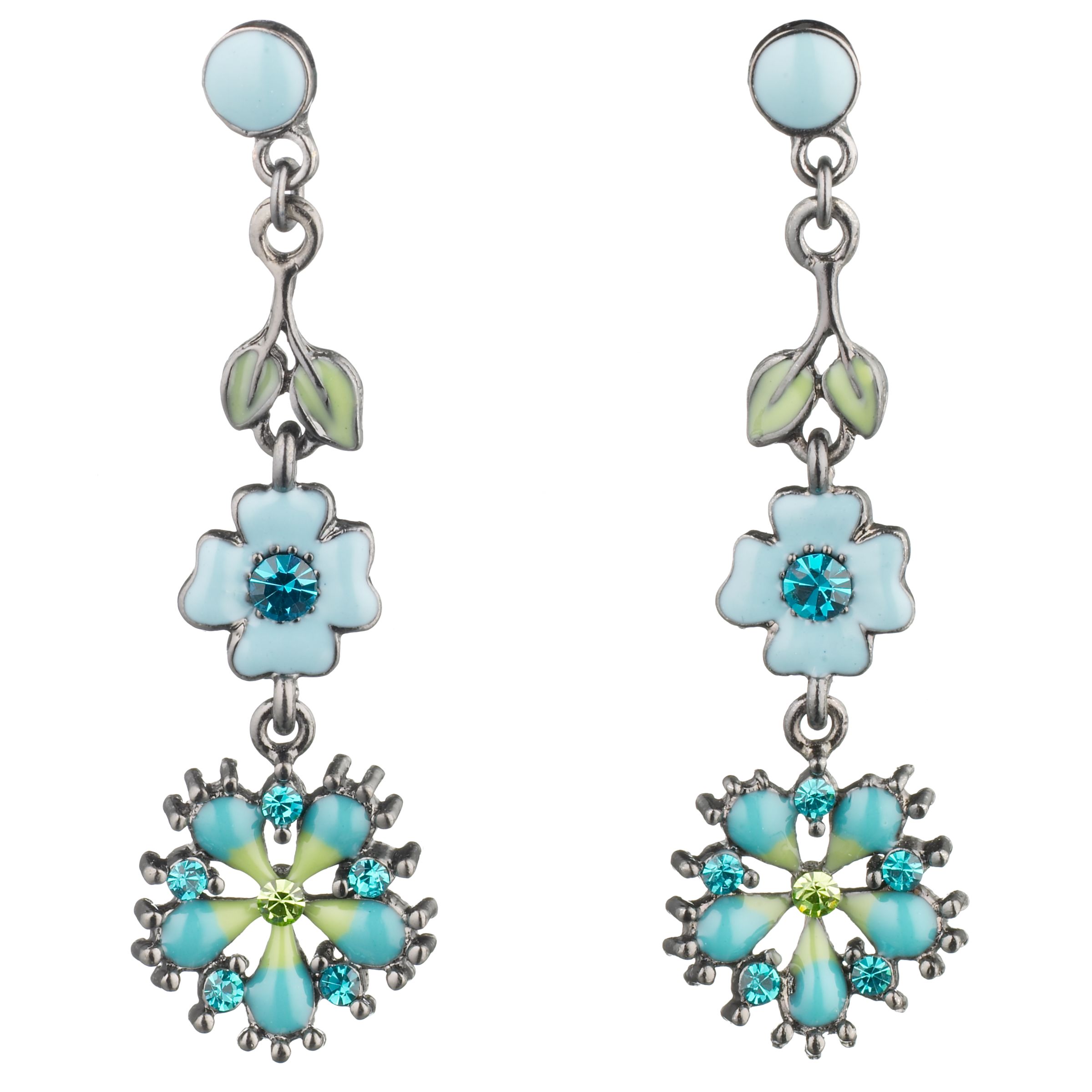 1928 Blues Garden Flower Earrings Turquoise