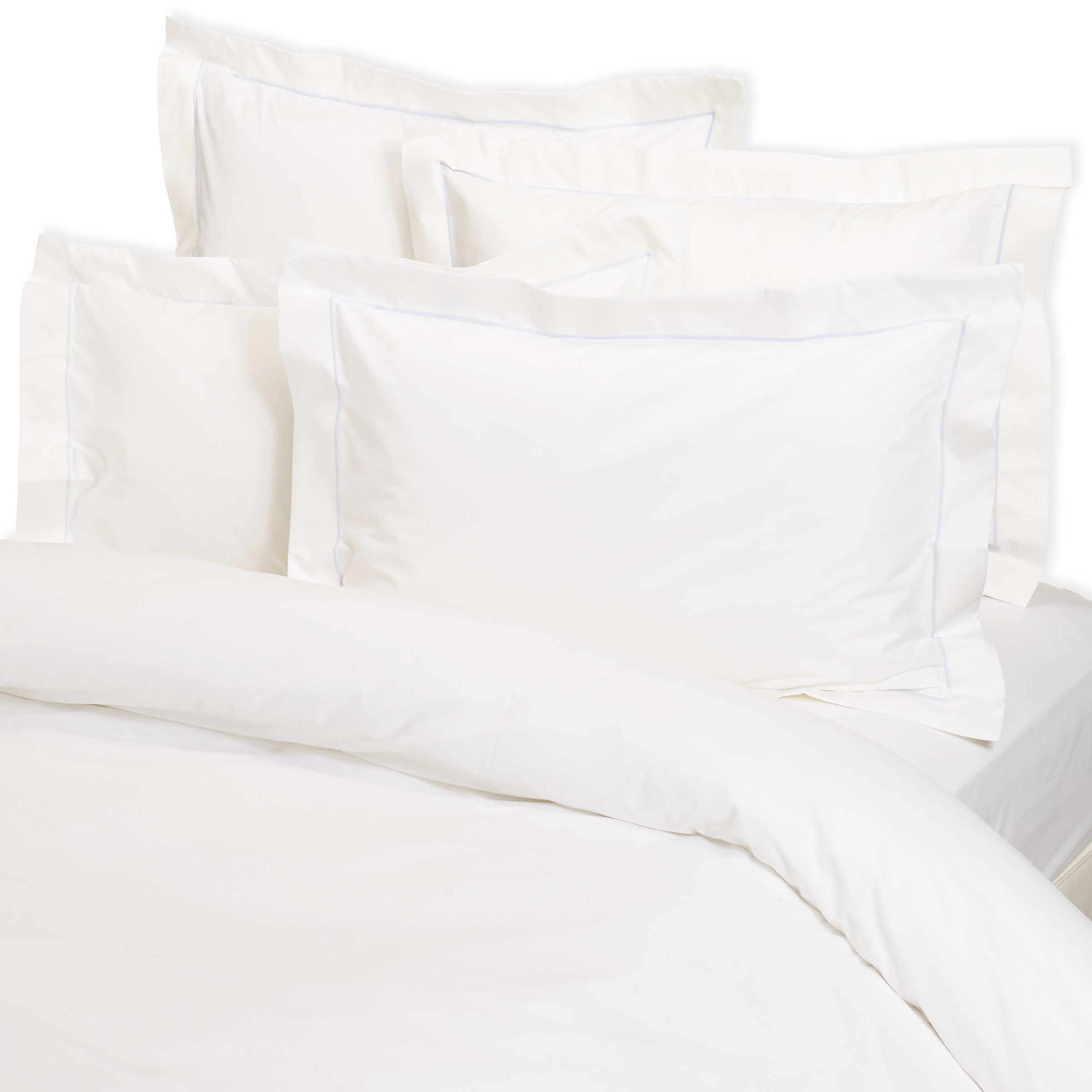 John Lewis Satin Stitch Oxford Pillowcase, White / Blue
