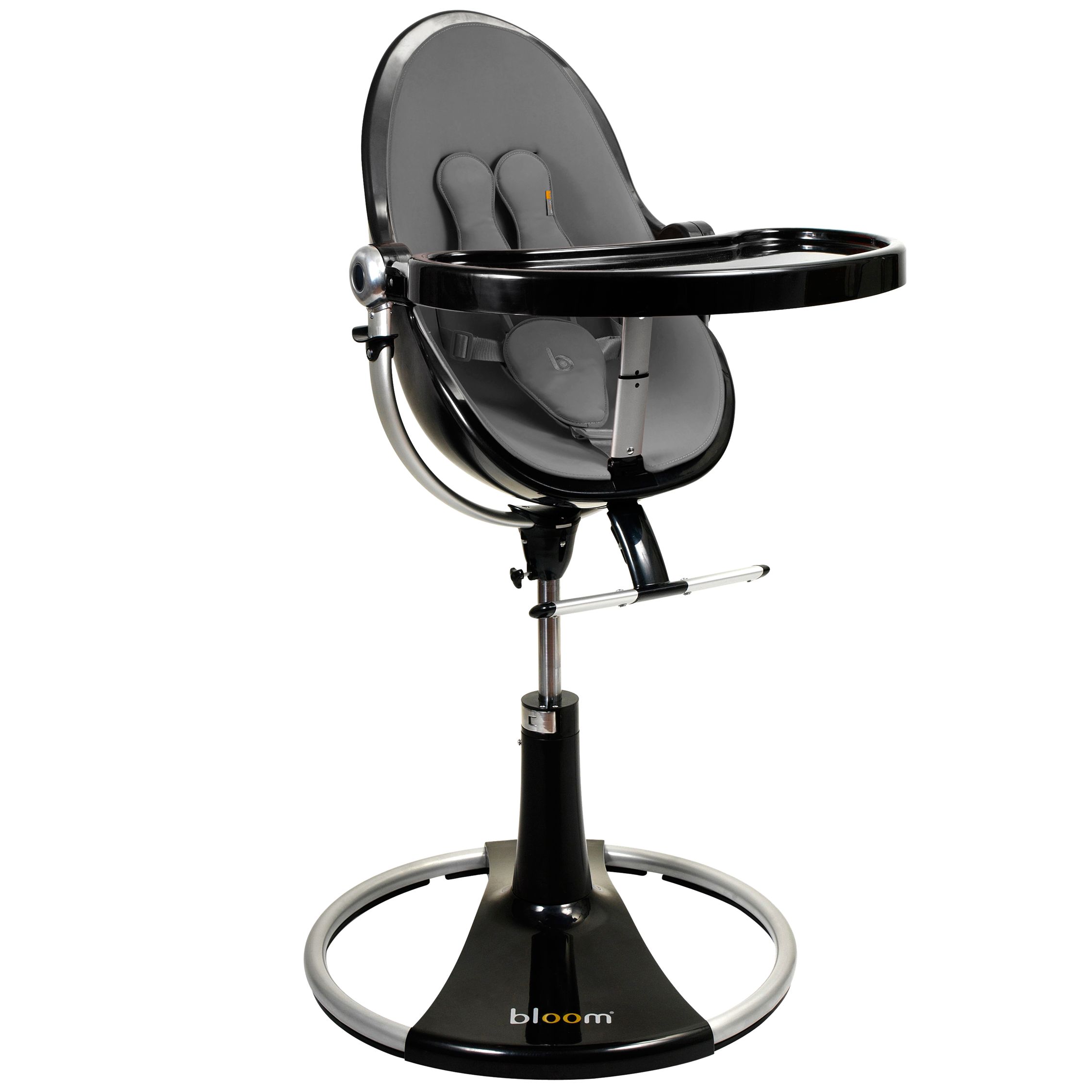 bloom Fresco Loft Micro-Suede Baby Chair, Ebony Black with Frost Grey