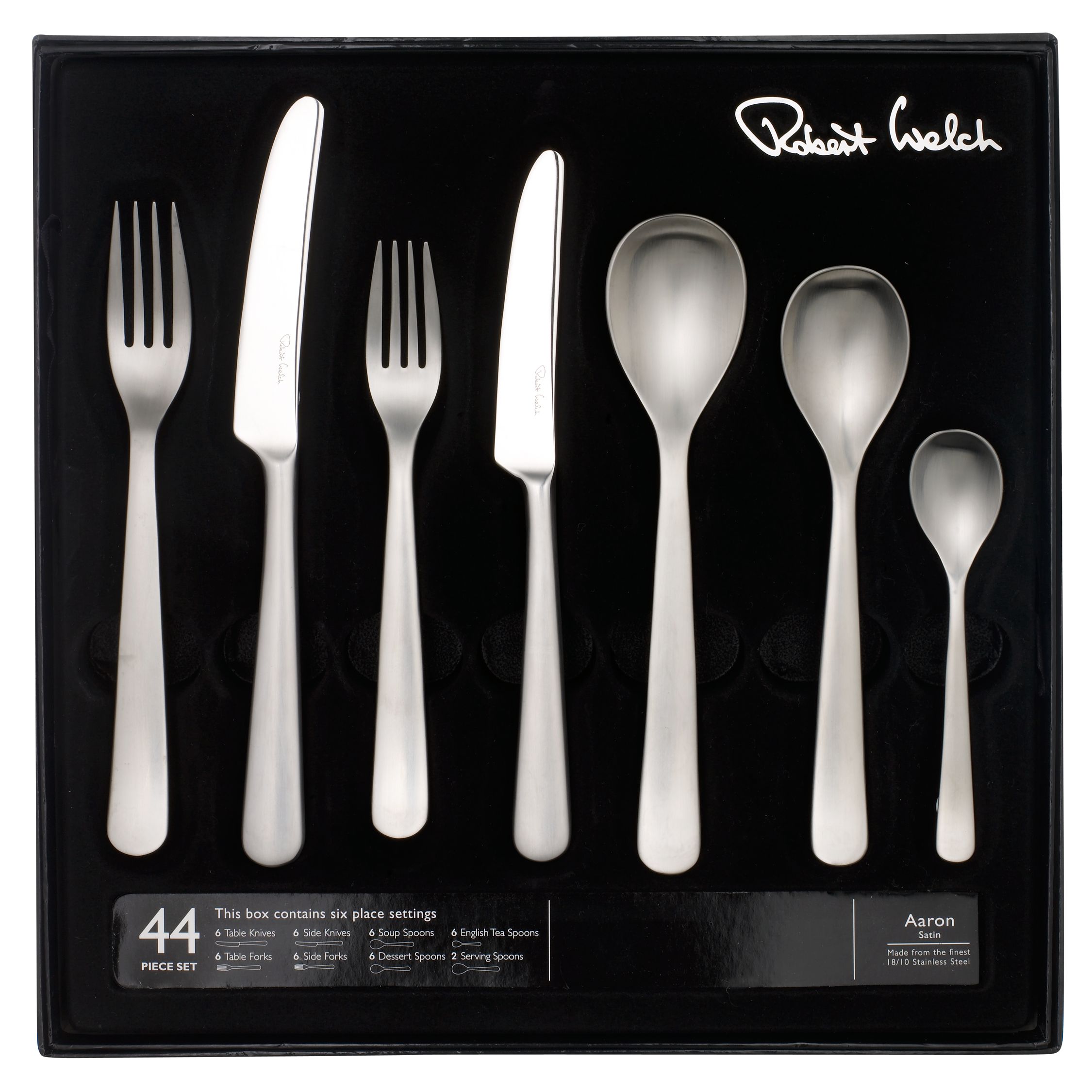 Robert Welch Aaron Stainless Steel Cutlery Set, 44 Pieces at John Lewis