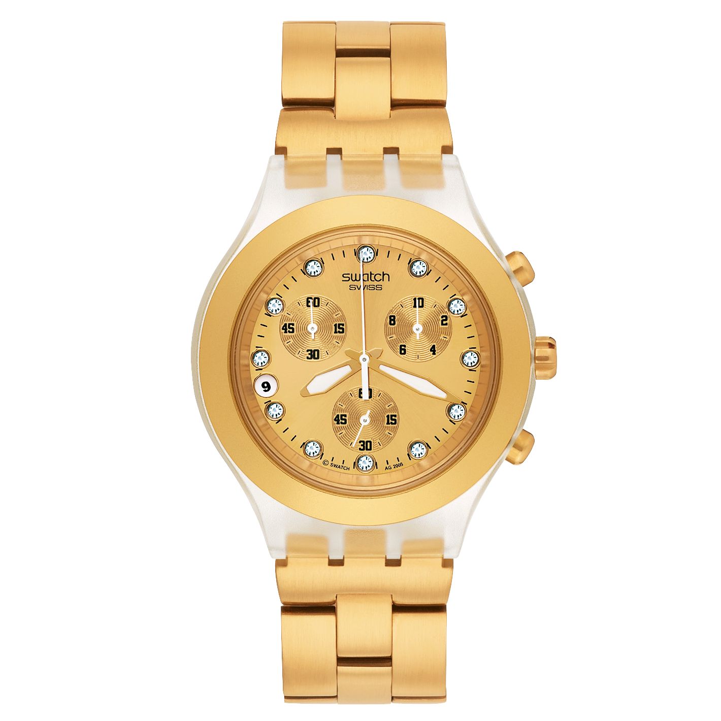 Swatch Full Blooded SVCK4032G Unisex Chronograph Watch, Gold