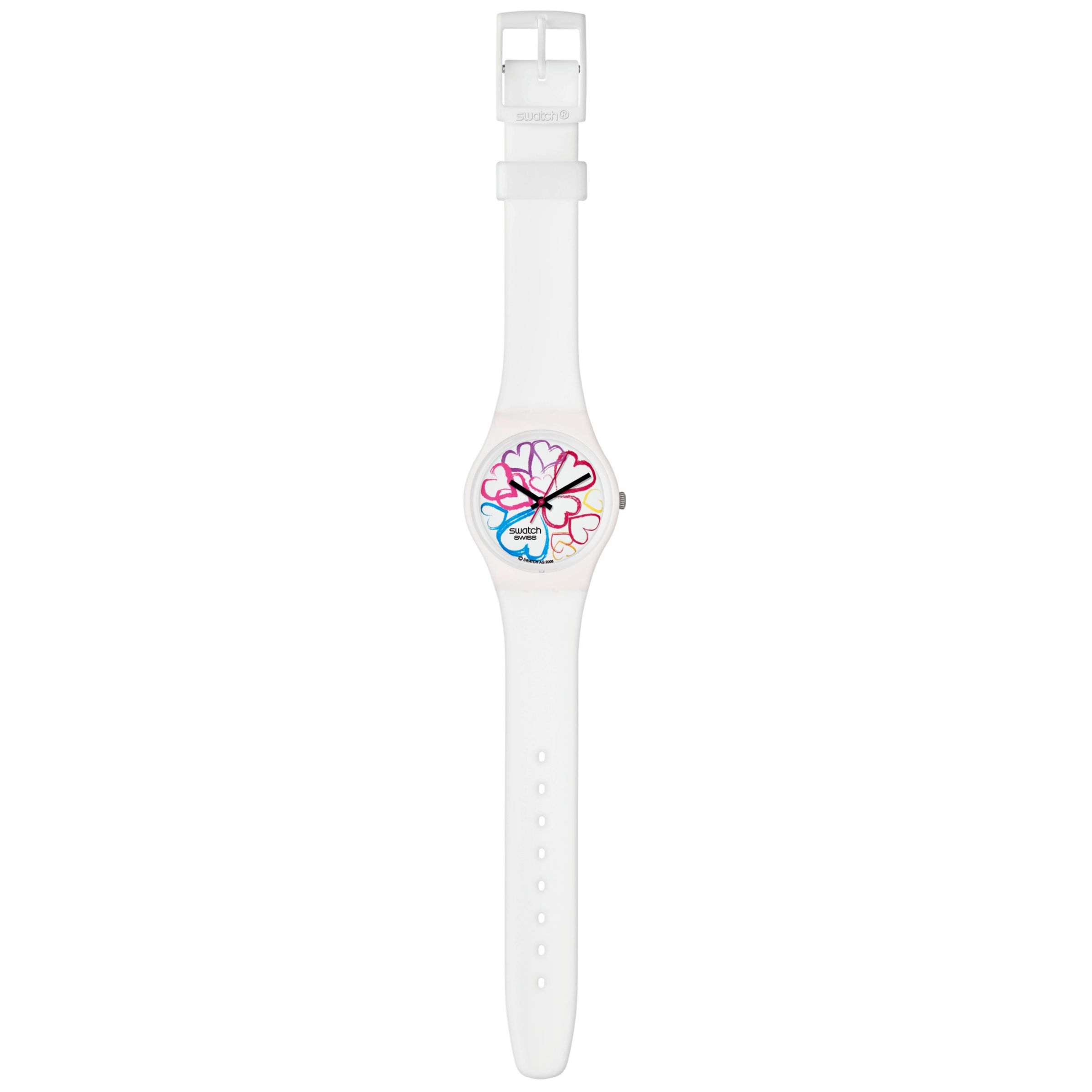 Swatch Bouquet D'Amour GW148 Women's Plastic Strap Watch, White