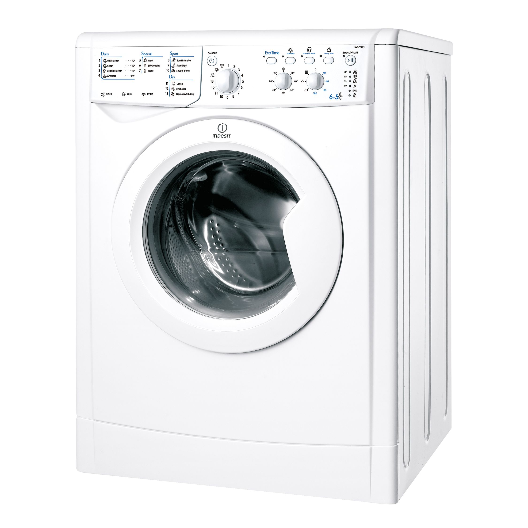 Indesit IWDC6125 Washer Dryer, White Indesit IWDC6125 Washer Dryer, White
