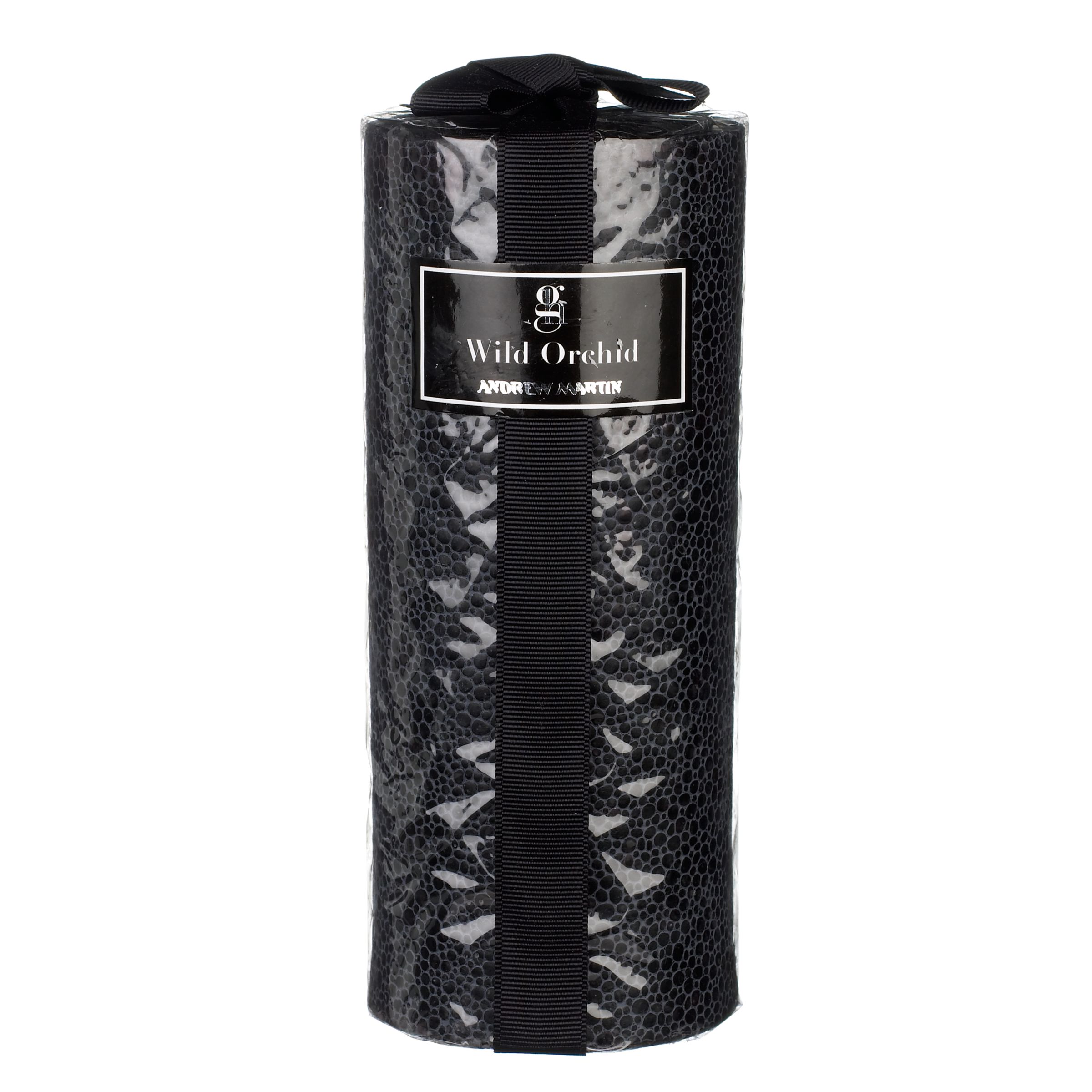 Andrew Martin Snakeskin Pillar Candle, Black, 18cm