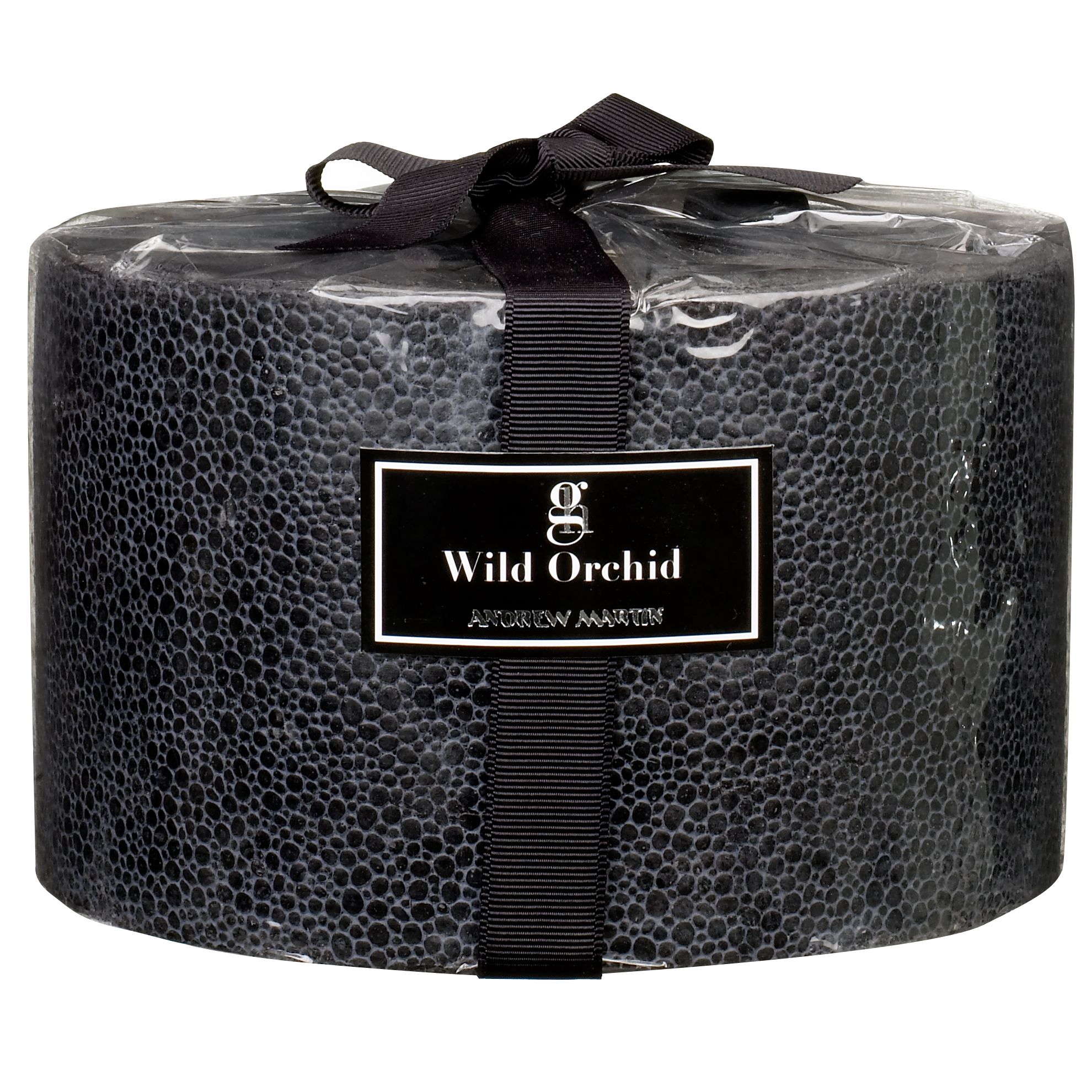 Andrew Martin 3-wick Snakeskin Pillar Candle, Black