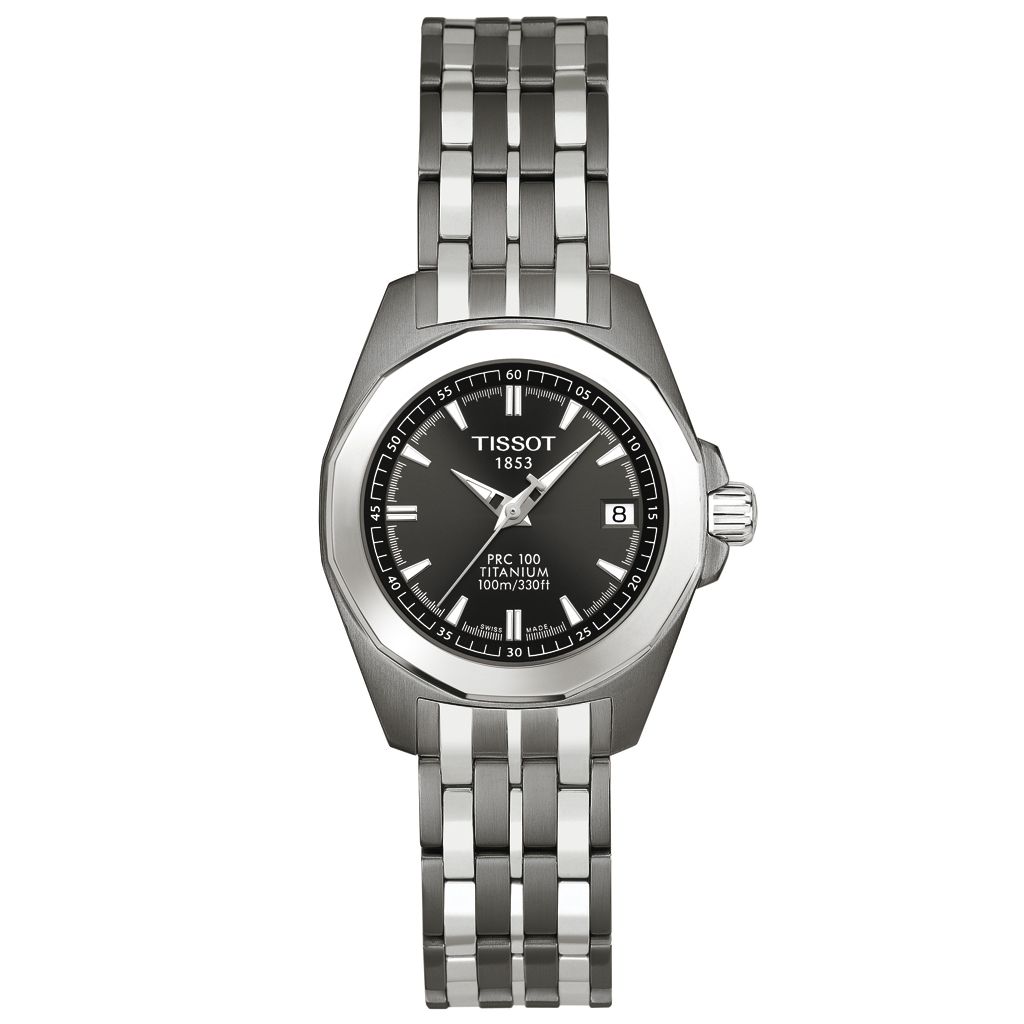 Tissot T0080104406100 Women's PRC 100 Titanium Watch, Dark Grey