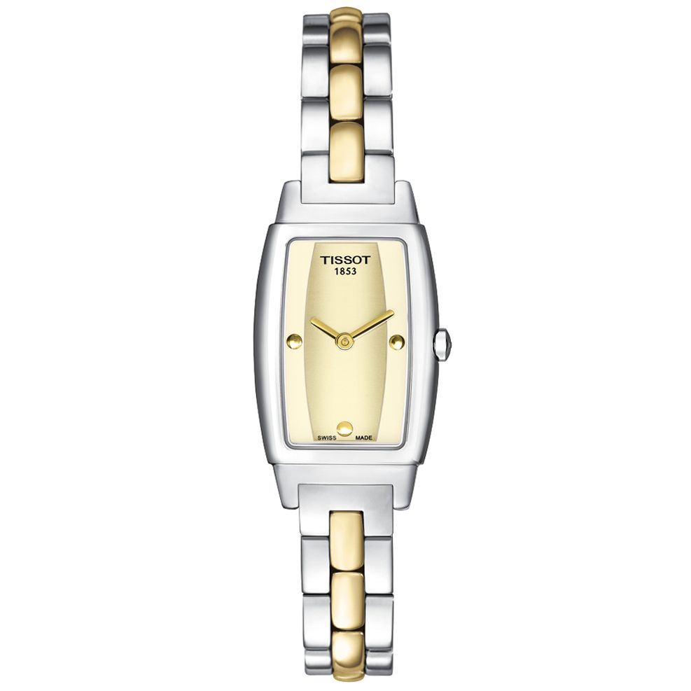Tissot Belle Tonneau T10248521 Women's Stainless Steel Watch, Silver/Gold at John Lewis