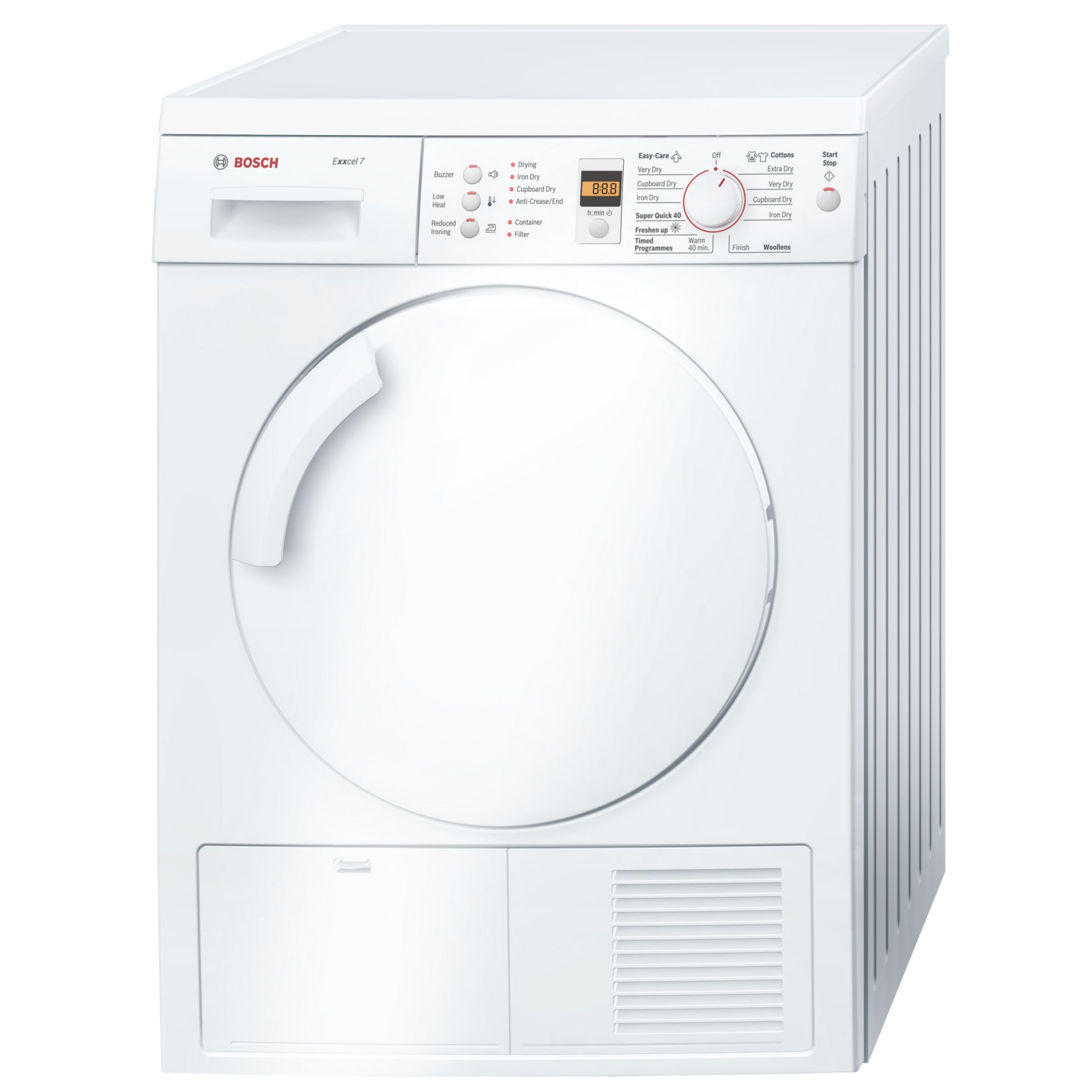 Bosch Exxcel WTE84308 Sensor Condenser Tumble Dryer, White Bosch Exxcel WTE84308 Sensor Condenser Tumble Dryer, White