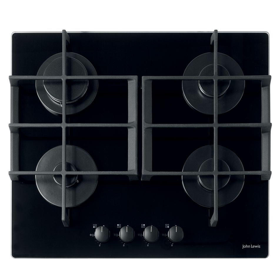 John Lewis JLBIGGH605 Gas Hob, Black at John Lewis