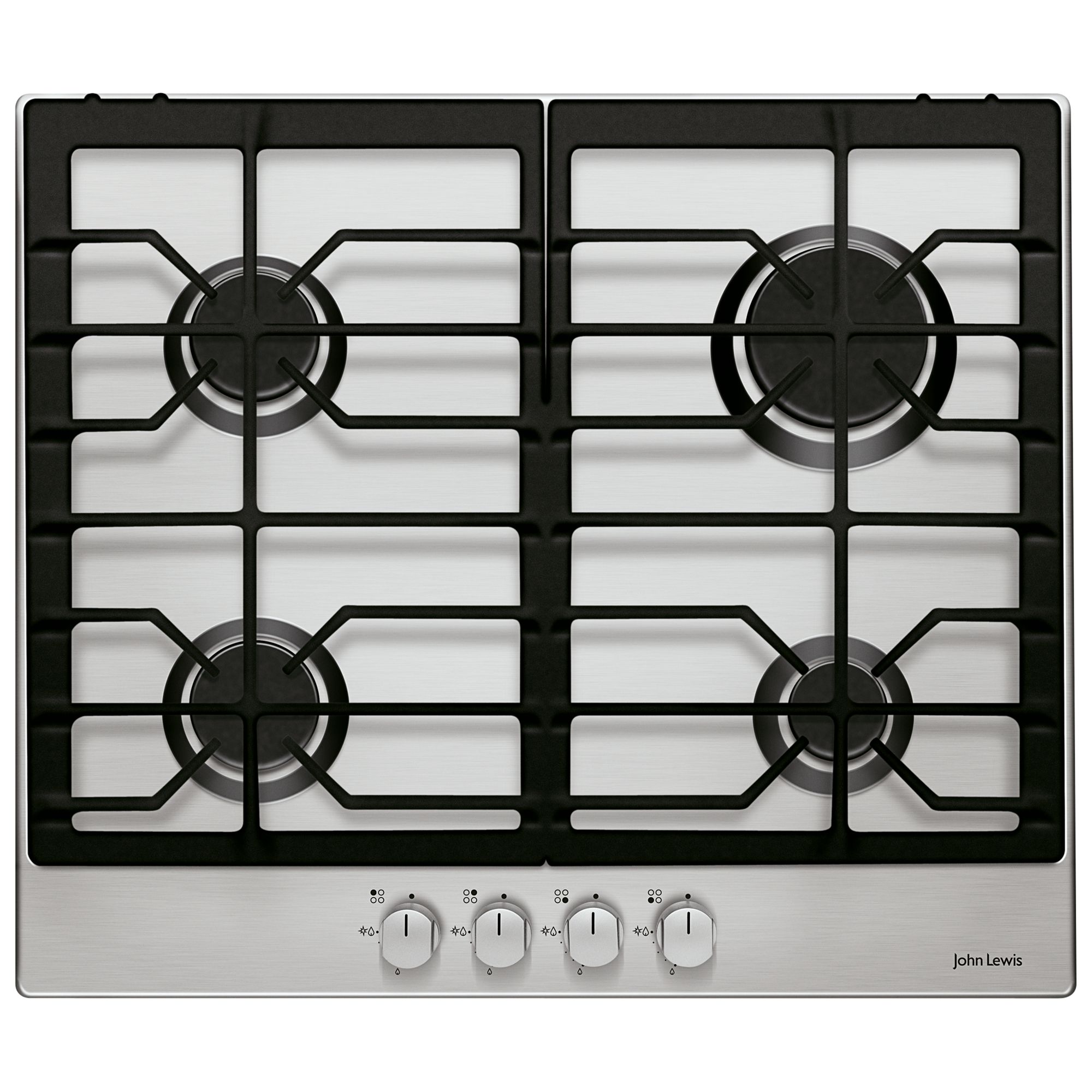 John Lewis JLBIGH602 Gas Hob, Stainless Steel at John Lewis