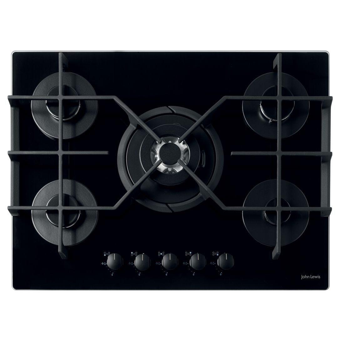 John Lewis JLBIGGH755 Gas Hob, Black at John Lewis