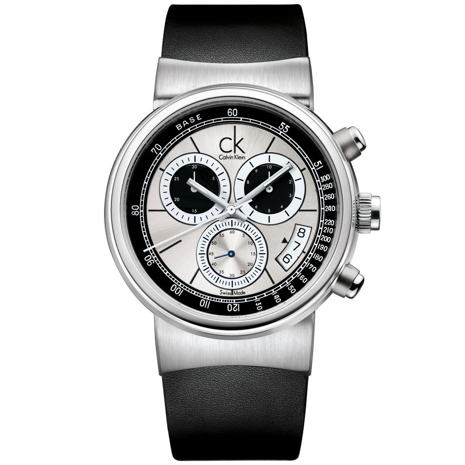 CK K7547120 Celerity Chronograph Men's Leather Strap Watch, Black