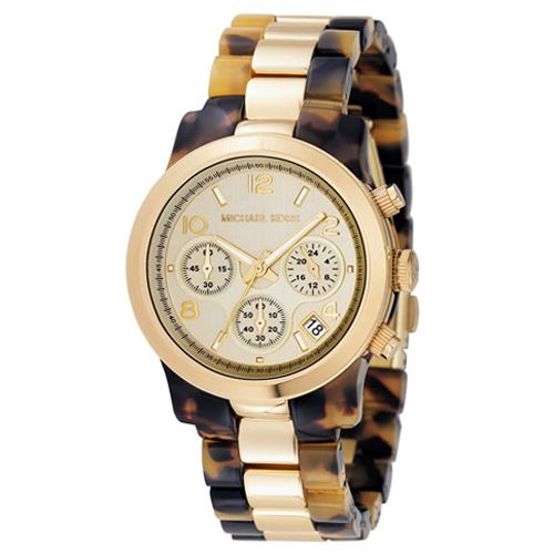 Michael Kors MK5138 Women's Chronograph Watch, Tortoiseshell/Gold at John Lewis