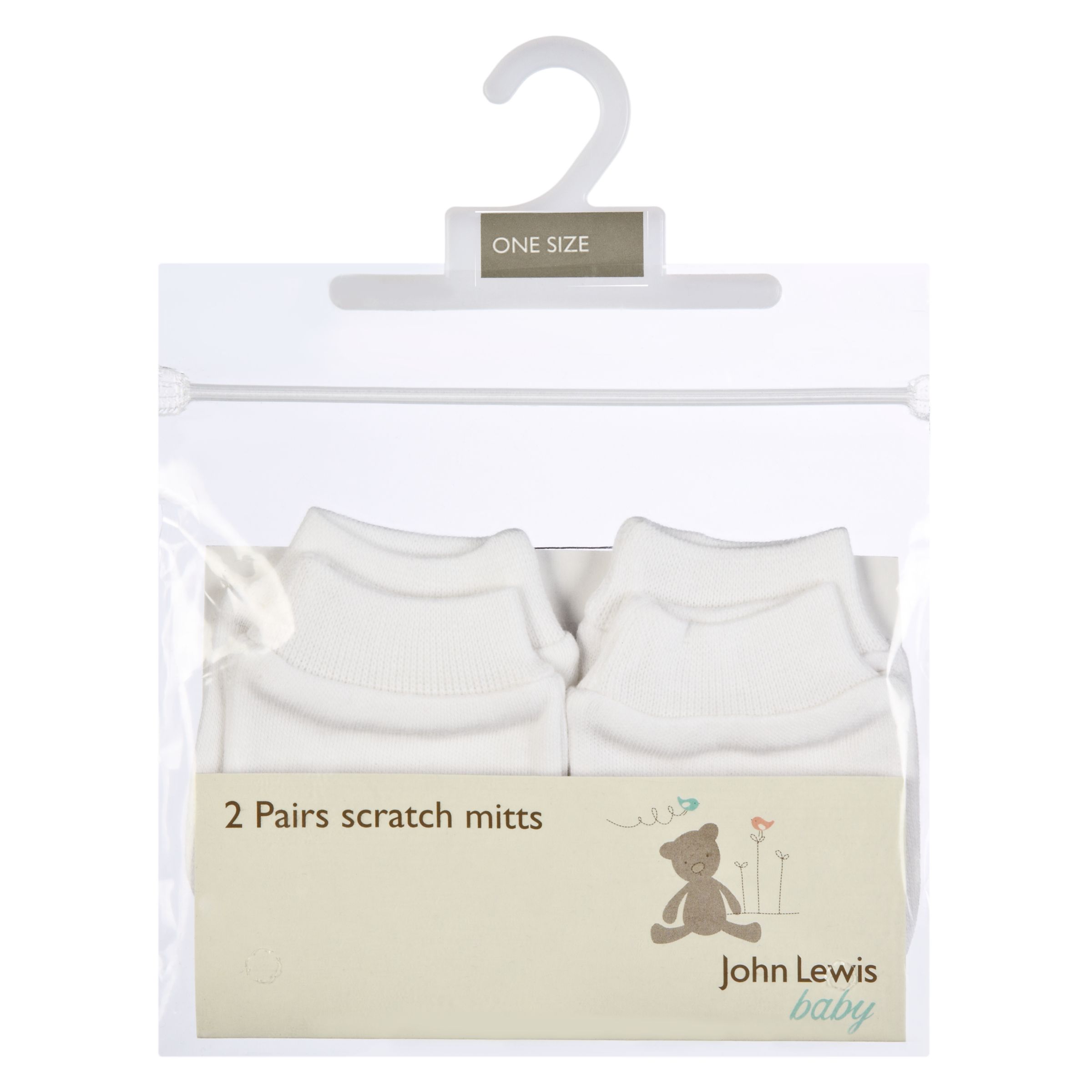 John Lewis Baby Scratch Mitts  White  One Size