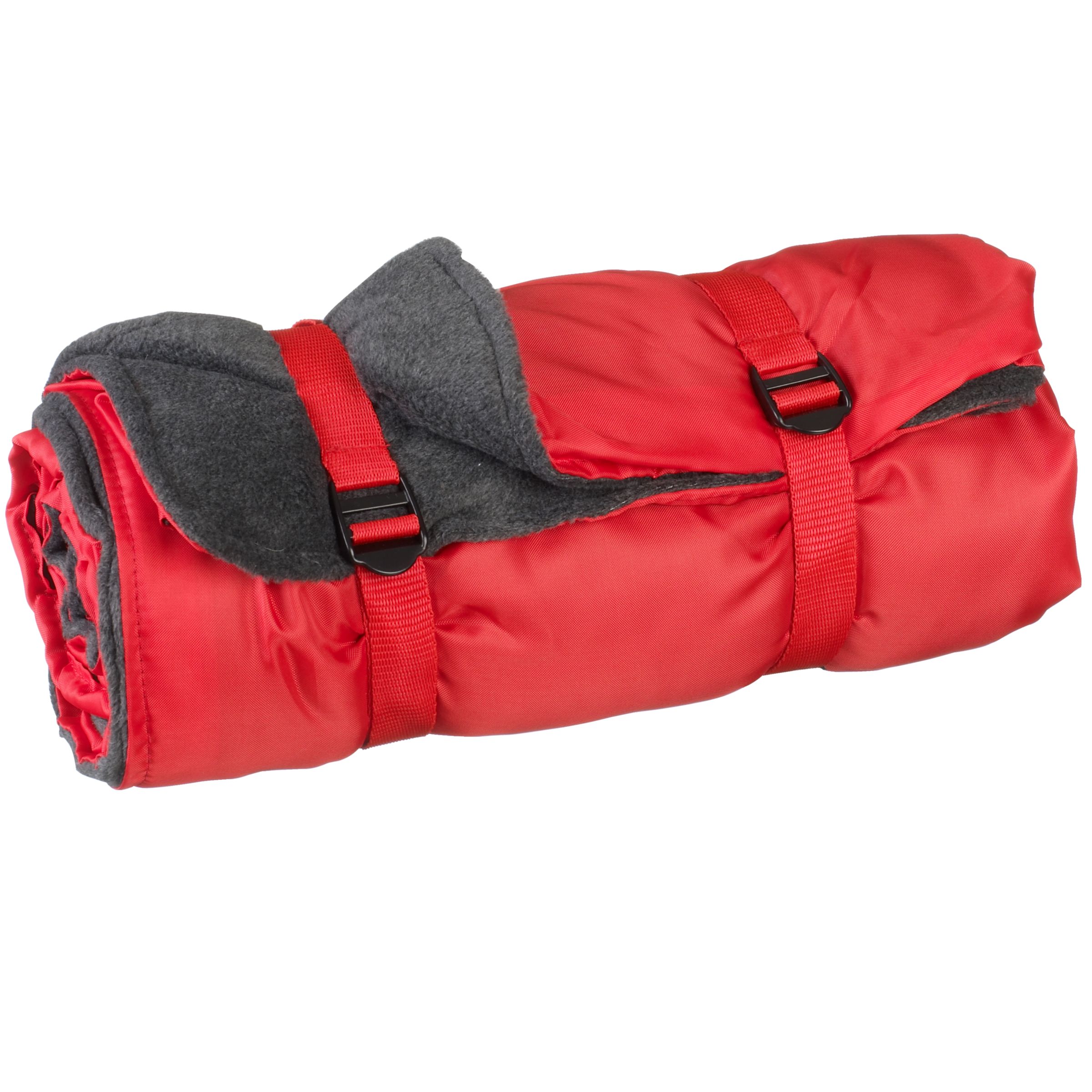 John Lewis Family Fleece Picnic Rug, Charcoal/Red
