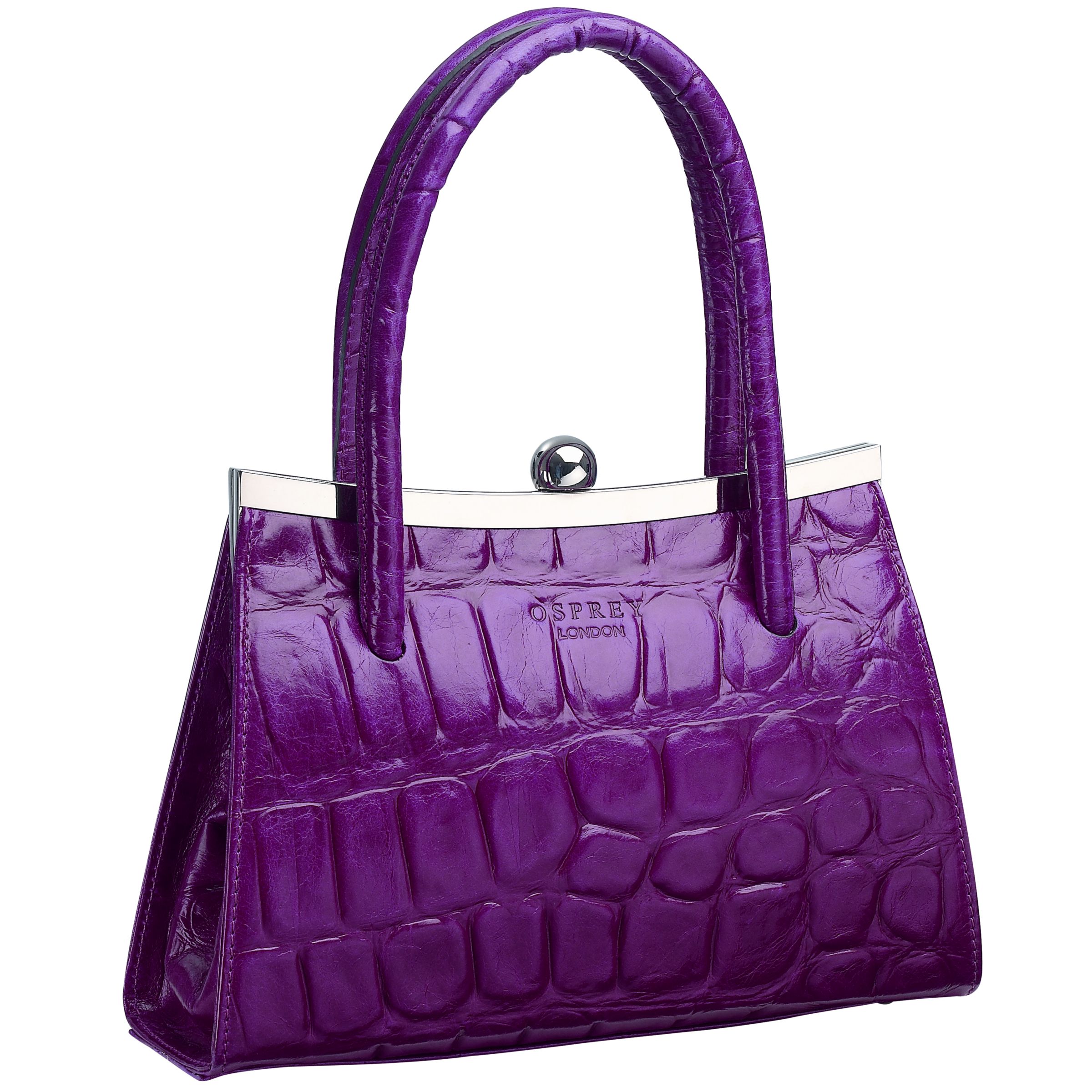 The Audrey Mock Croc Leather Grab Bag in Purple from Osprey, London