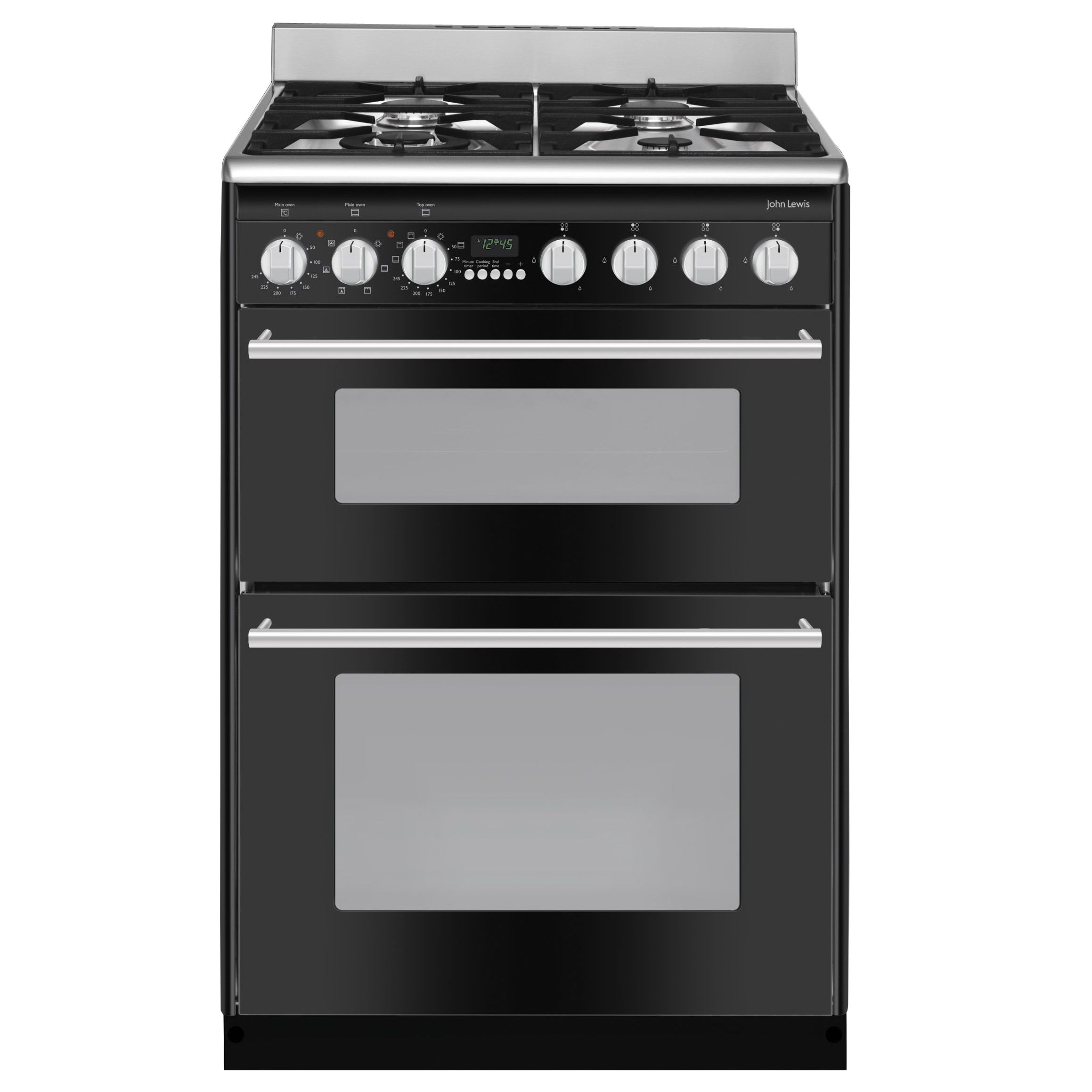 John Lewis JLFSMFC605 Dual Fuel Cooker, Black at John Lewis