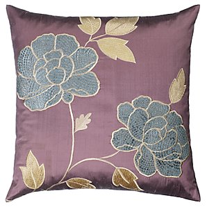 John Lewis Coded Floral Cushion, Cassis