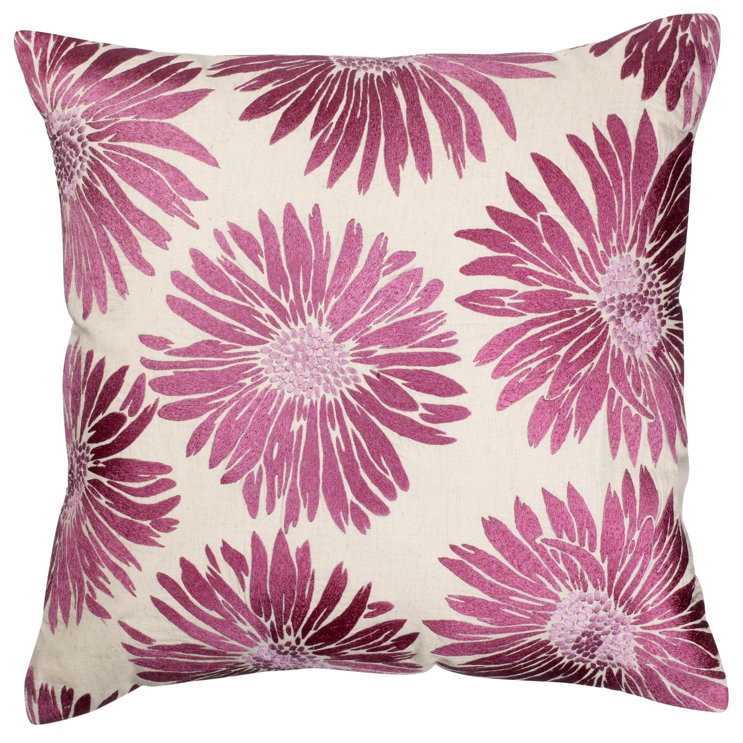 John Lewis Fleur Cushion, Natural / Cassis