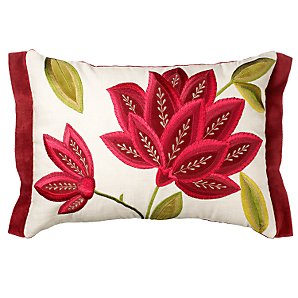 John Lewis Linen Flower Cushion, Cassis