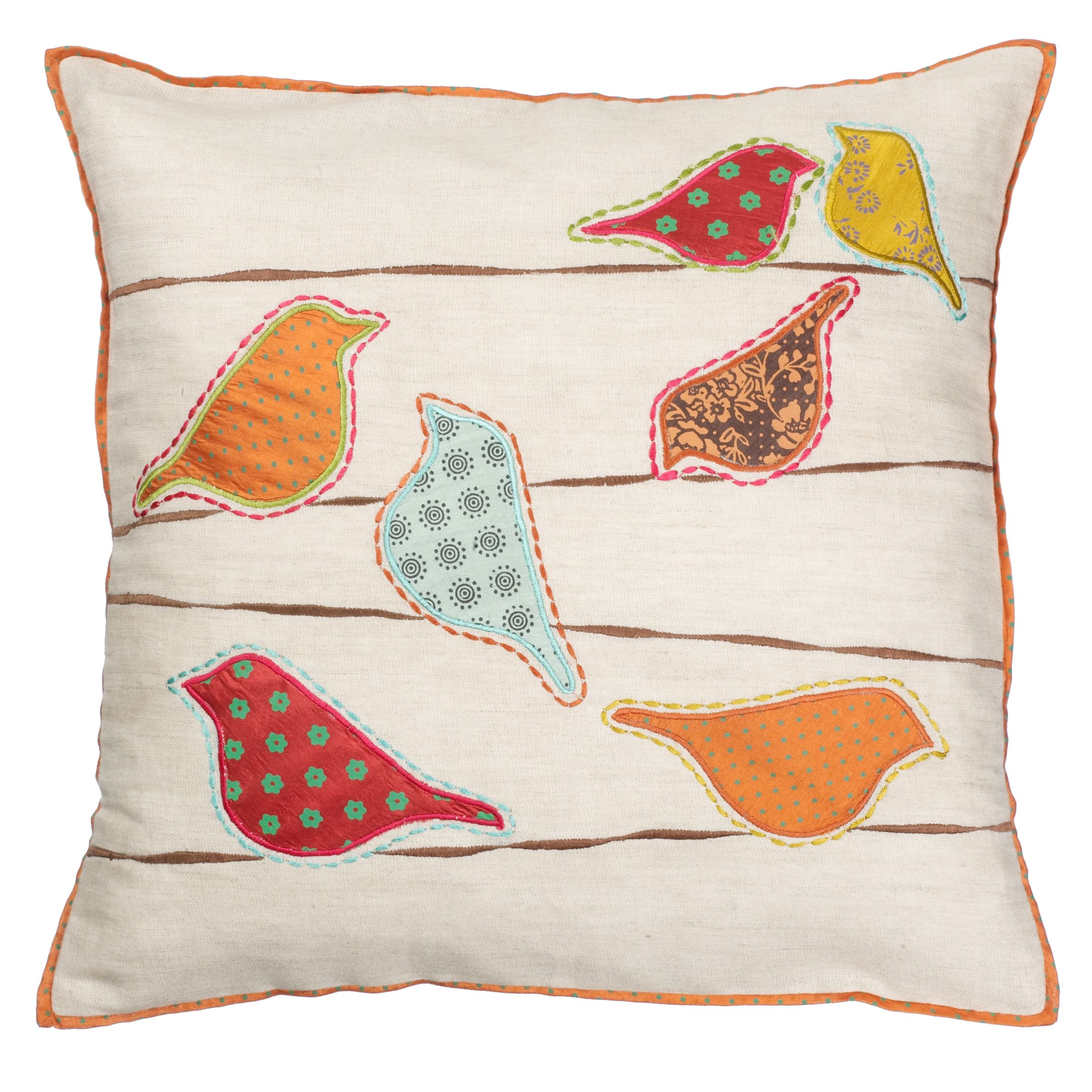 John Lewis Patchwork Birds Cushion, Natural