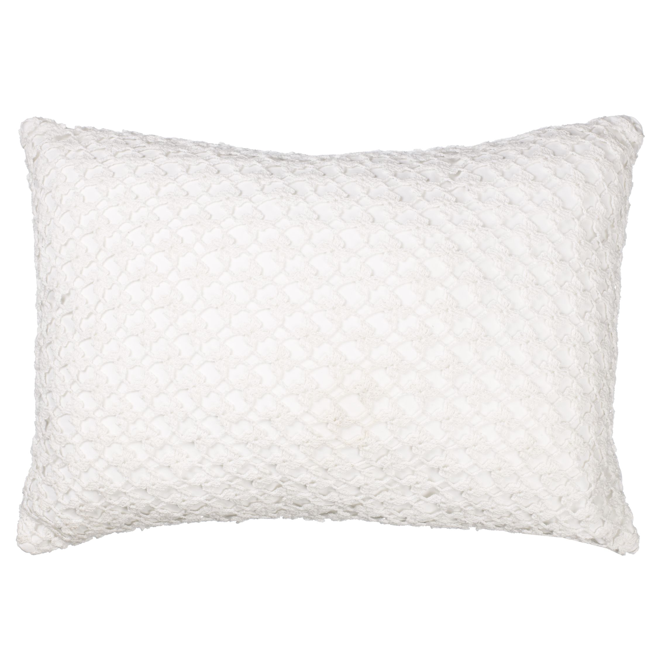 John Lewis Crochet Cushion, White