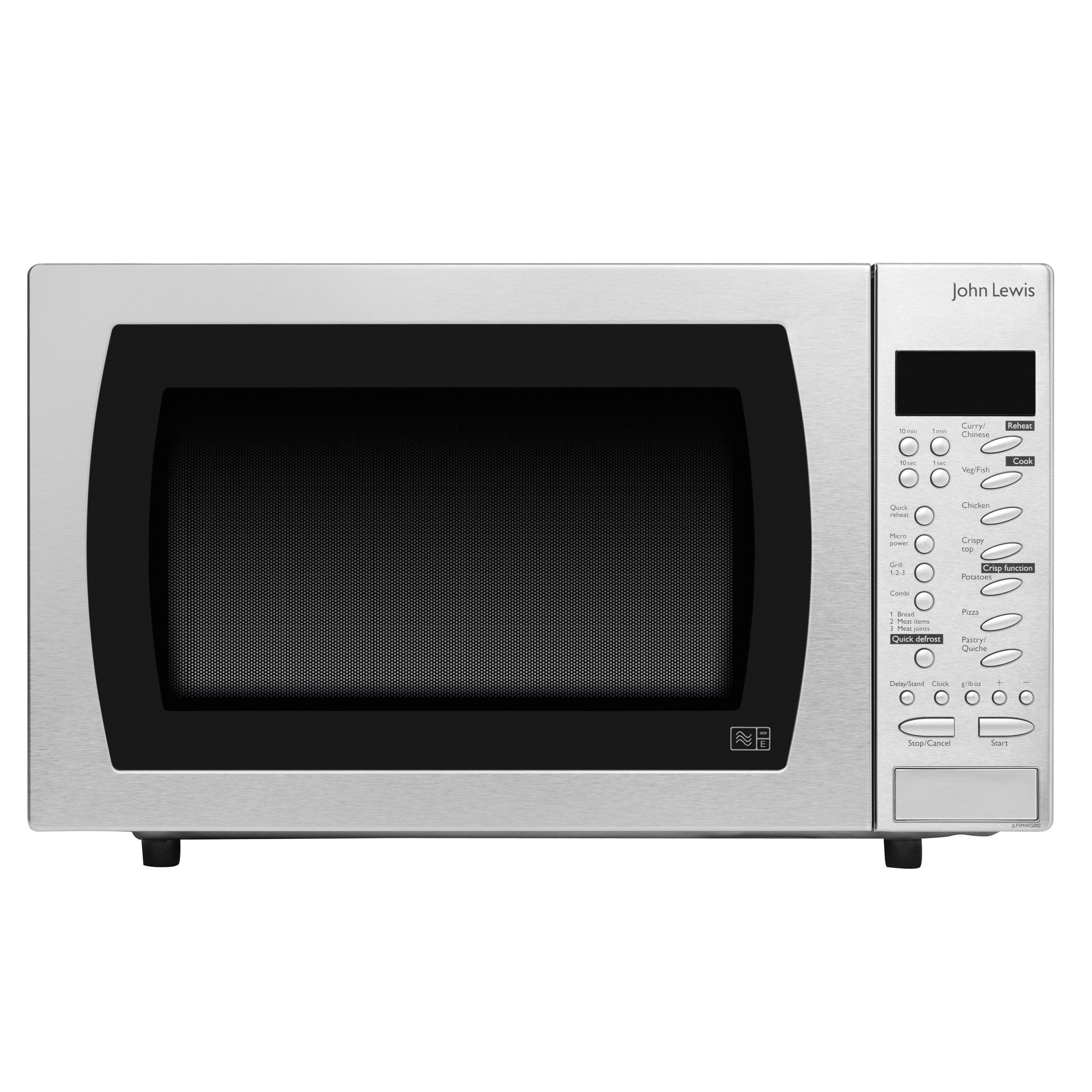 John Lewis JLFSMWG002 Microwave and Grill, Stainless Steel