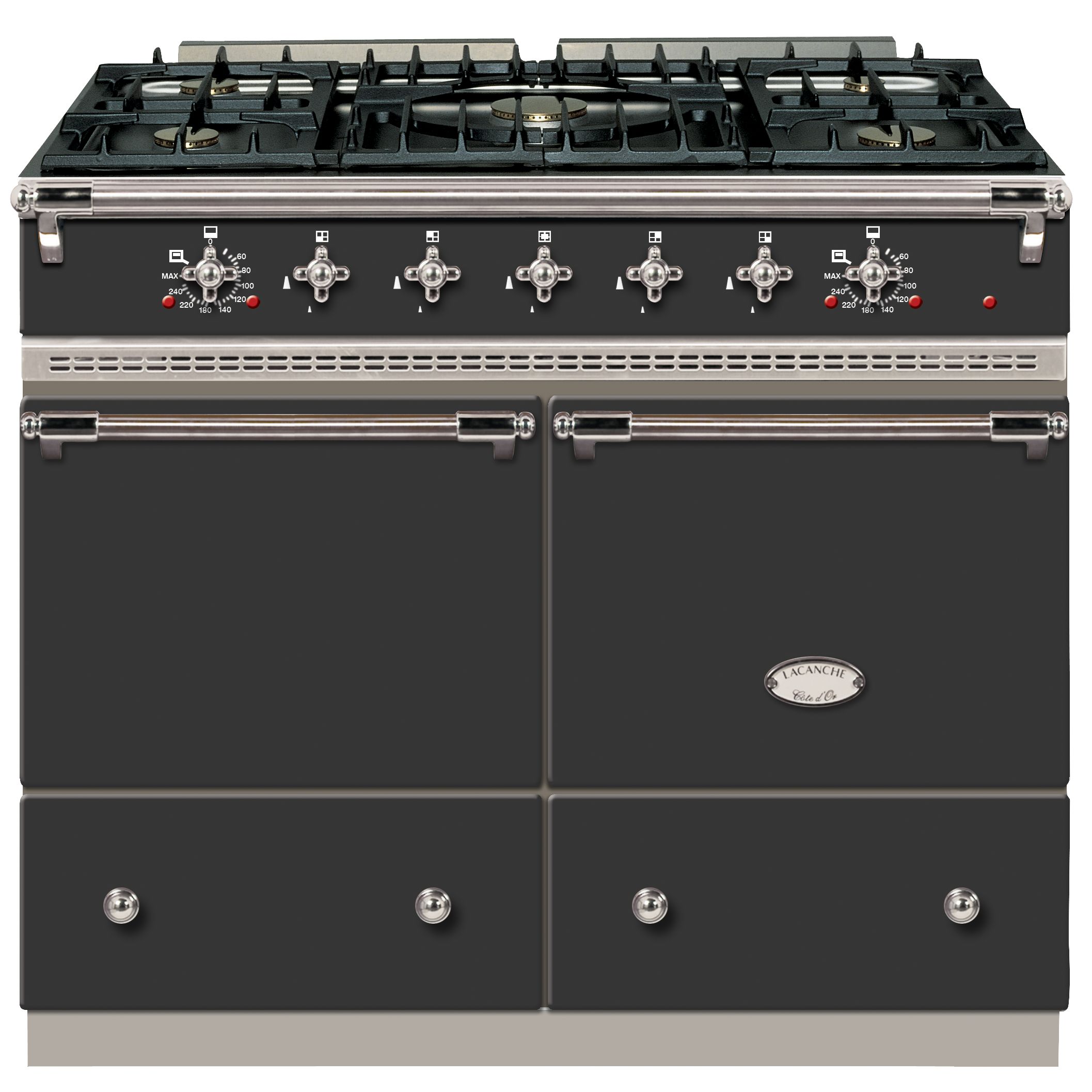 Lacanche Cluny LG1052GCT Dual Fuel Range Cooker, Black / Chrome Trim at John Lewis