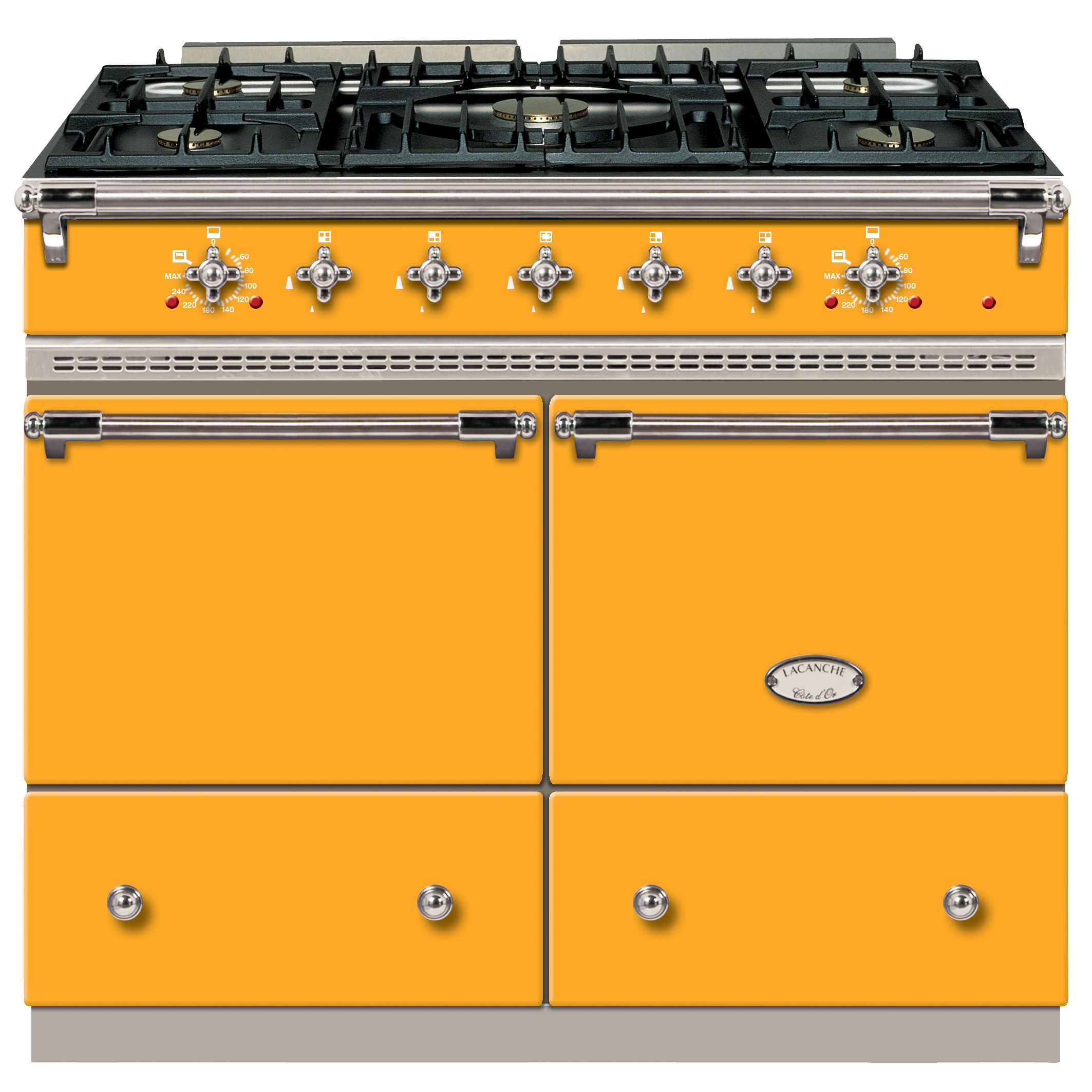 Lacanche Cluny LG1052GCT Dual Fuel Range Cooker, Provence Yellow / Chrome Trim at John Lewis