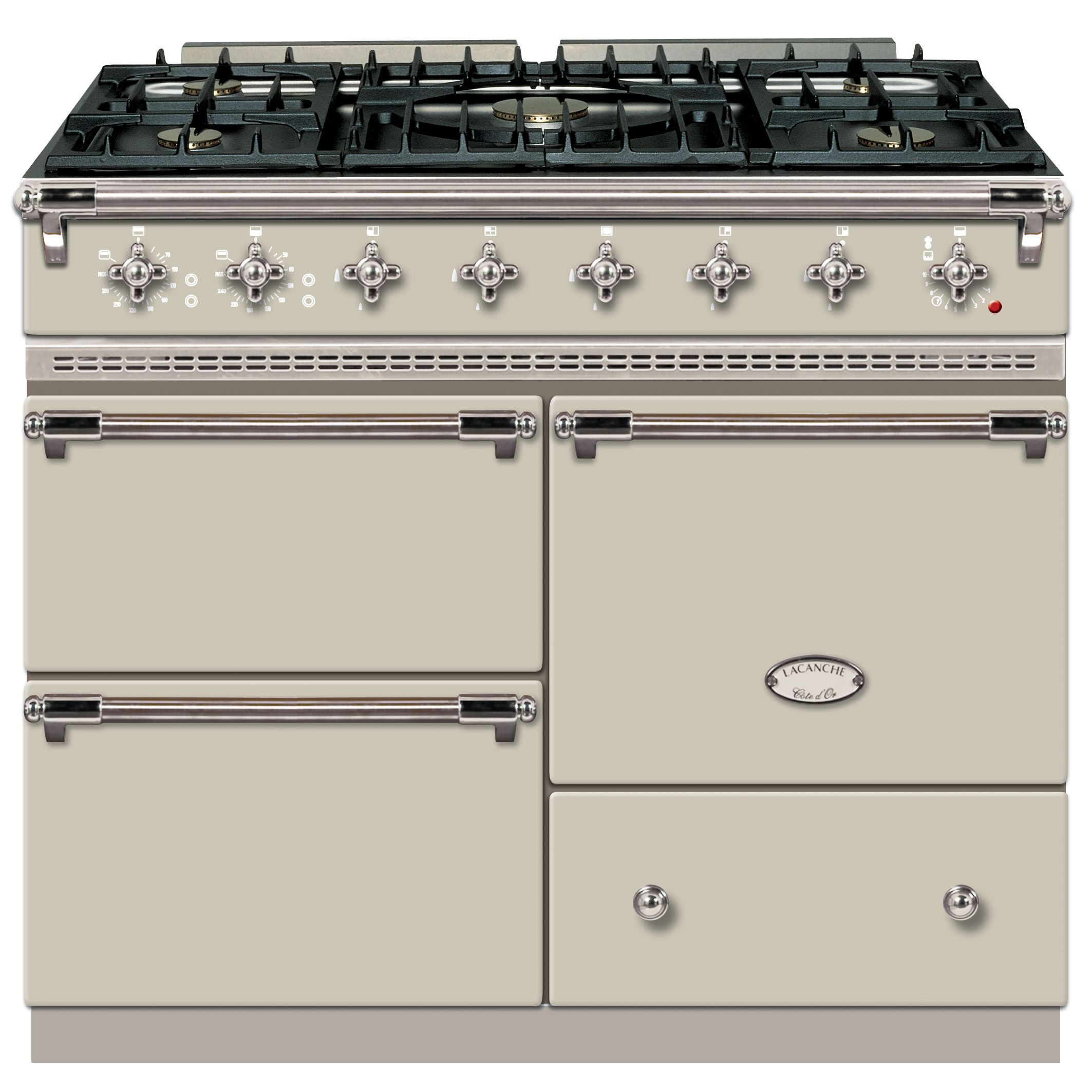 Lacanche Macon LG1053GECT Dual Fuel Cooker, Ivory / Chrome Trim at John Lewis