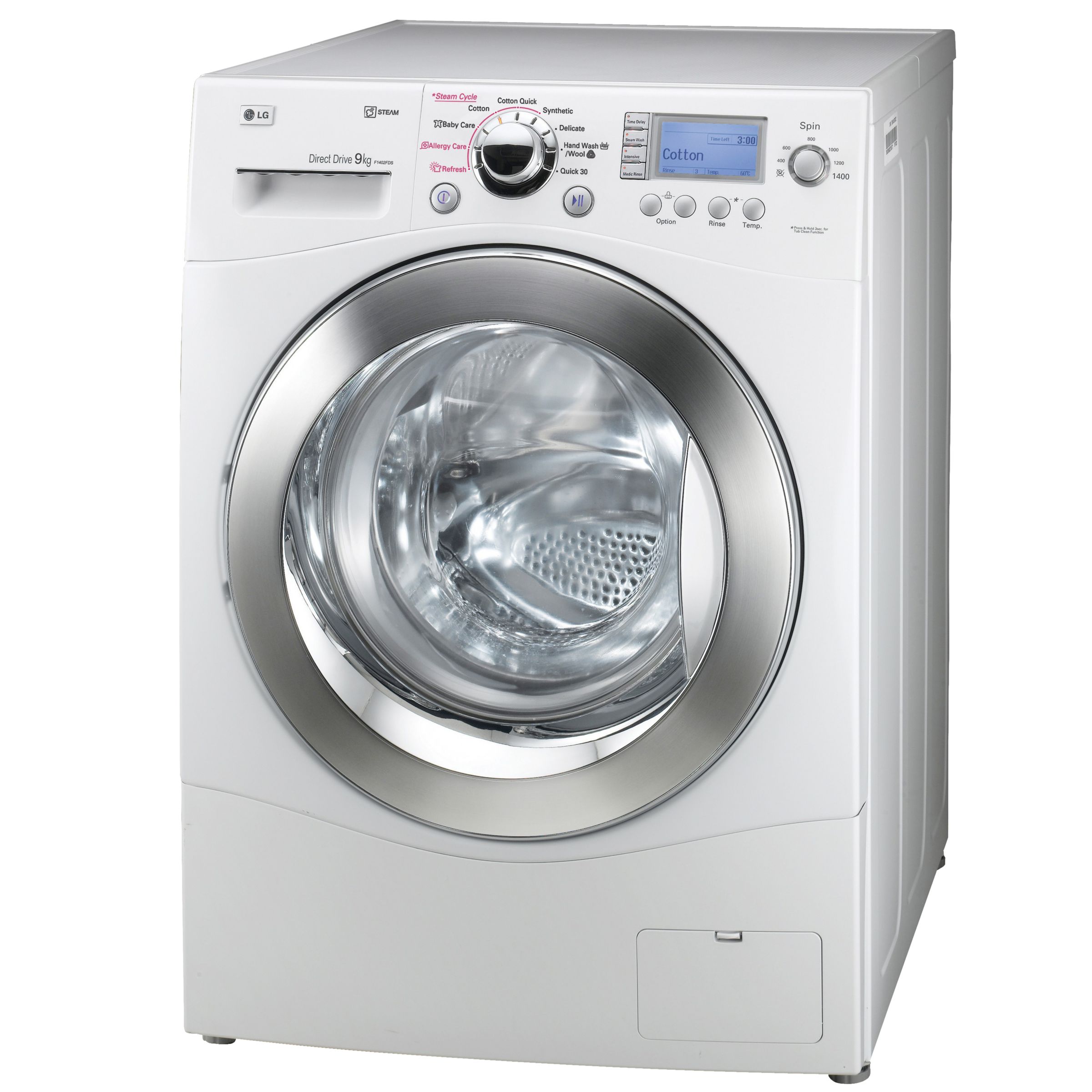 LG F1402FDS Steam Direct Drive Washing Machine, White