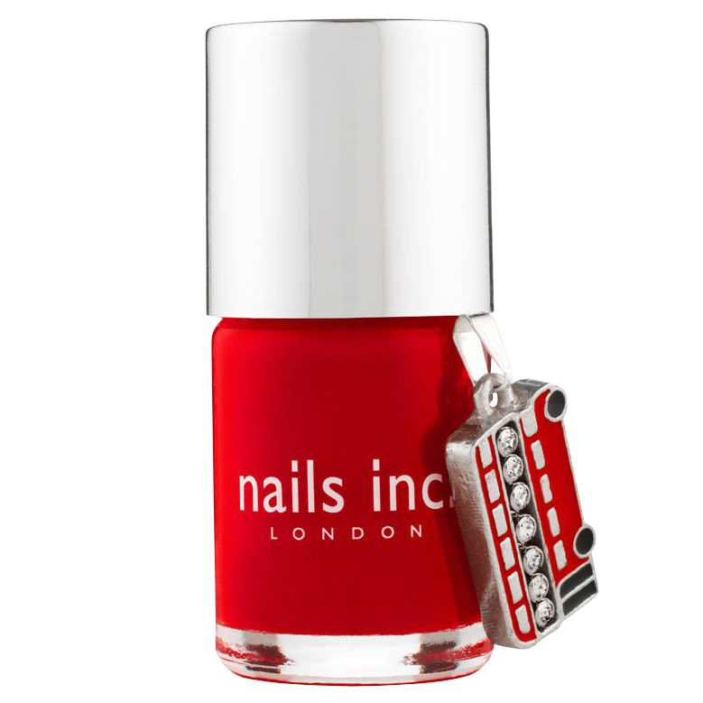 Nails Inc St James Nail Polish with London Bus Charm, Bright Red Nails Inc St James Nail Polish with London Bus Charm, Bright Red