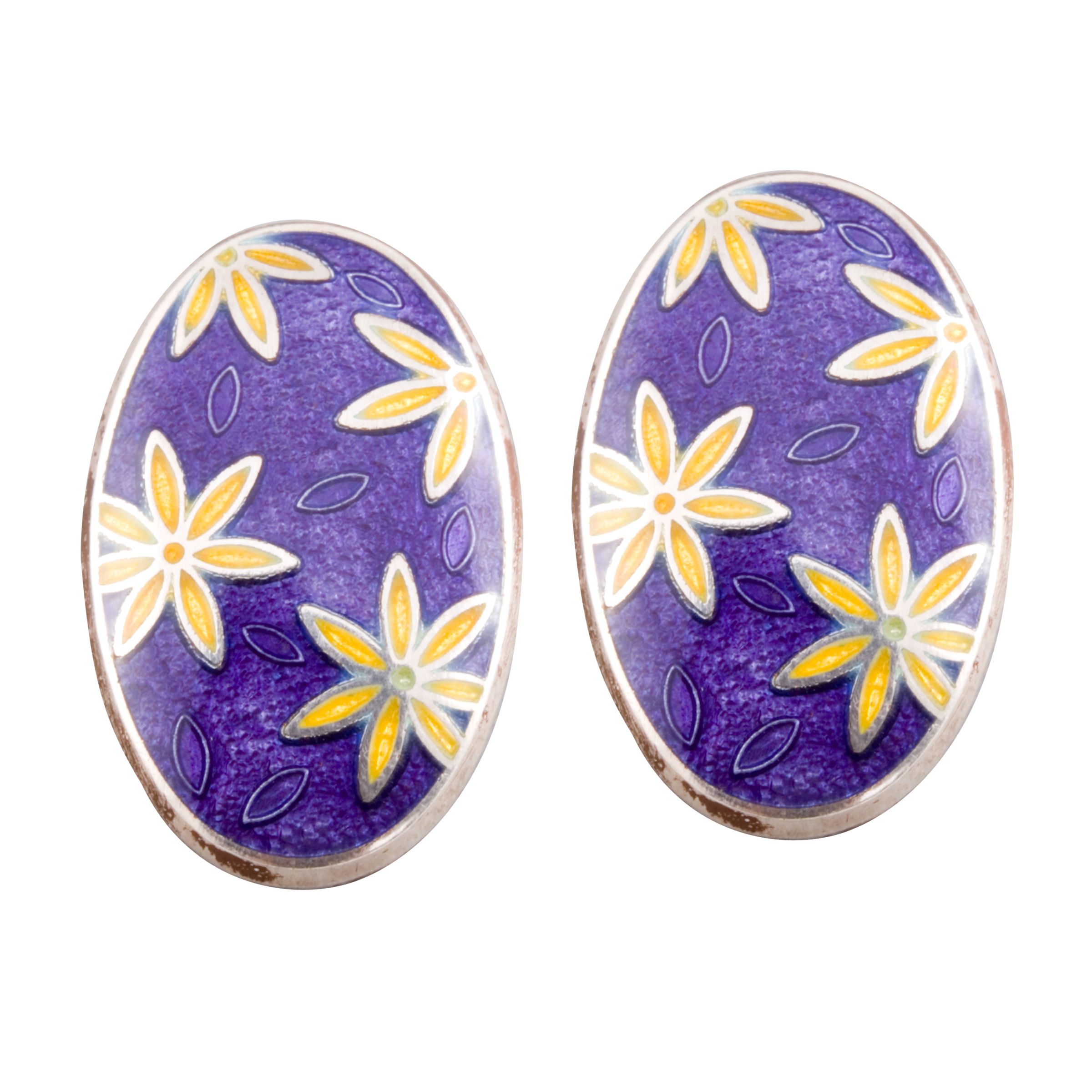 Fiona Rae Flower Oval Cufflinks, Purple