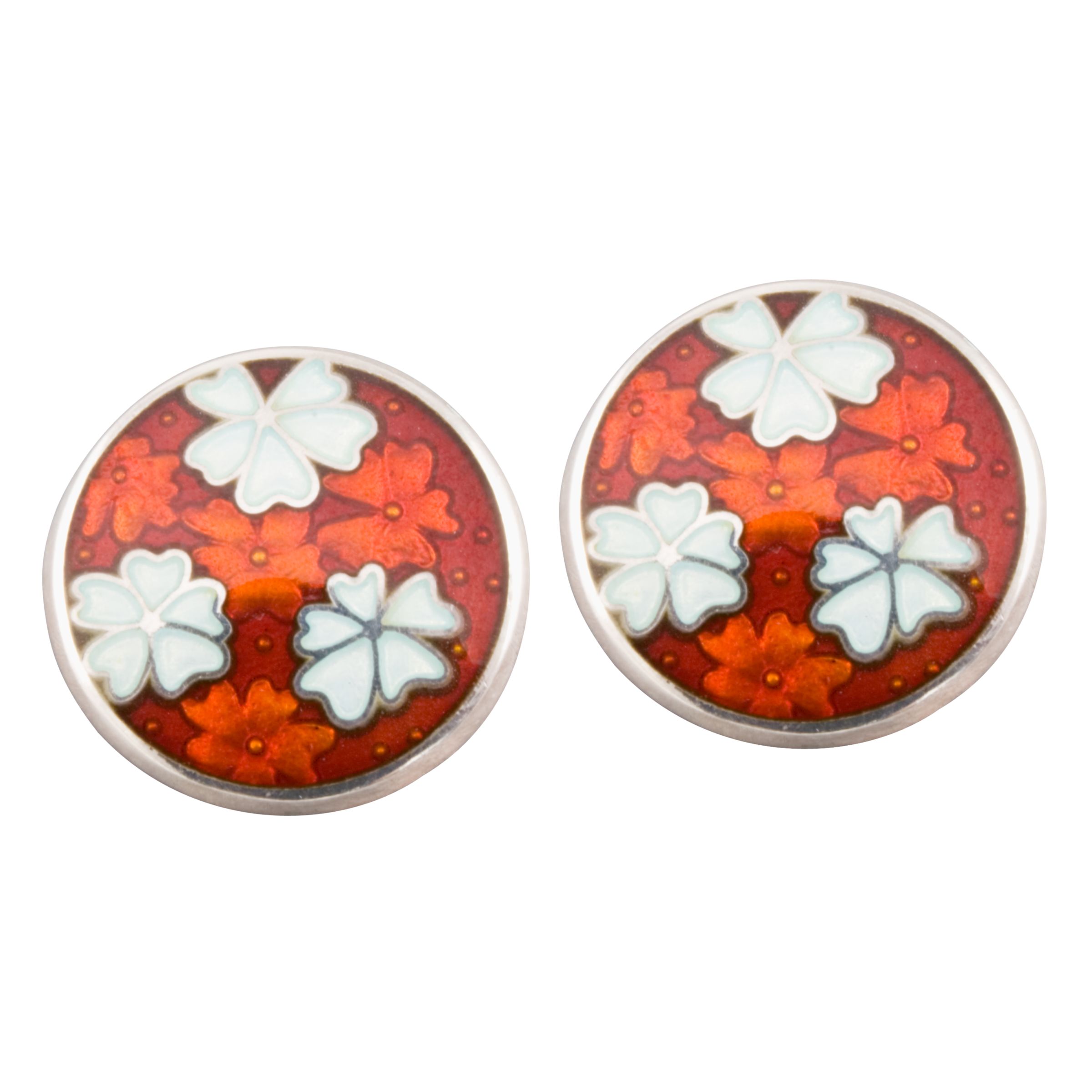 Fiona Rae Flower Circle Cufflinks, Red