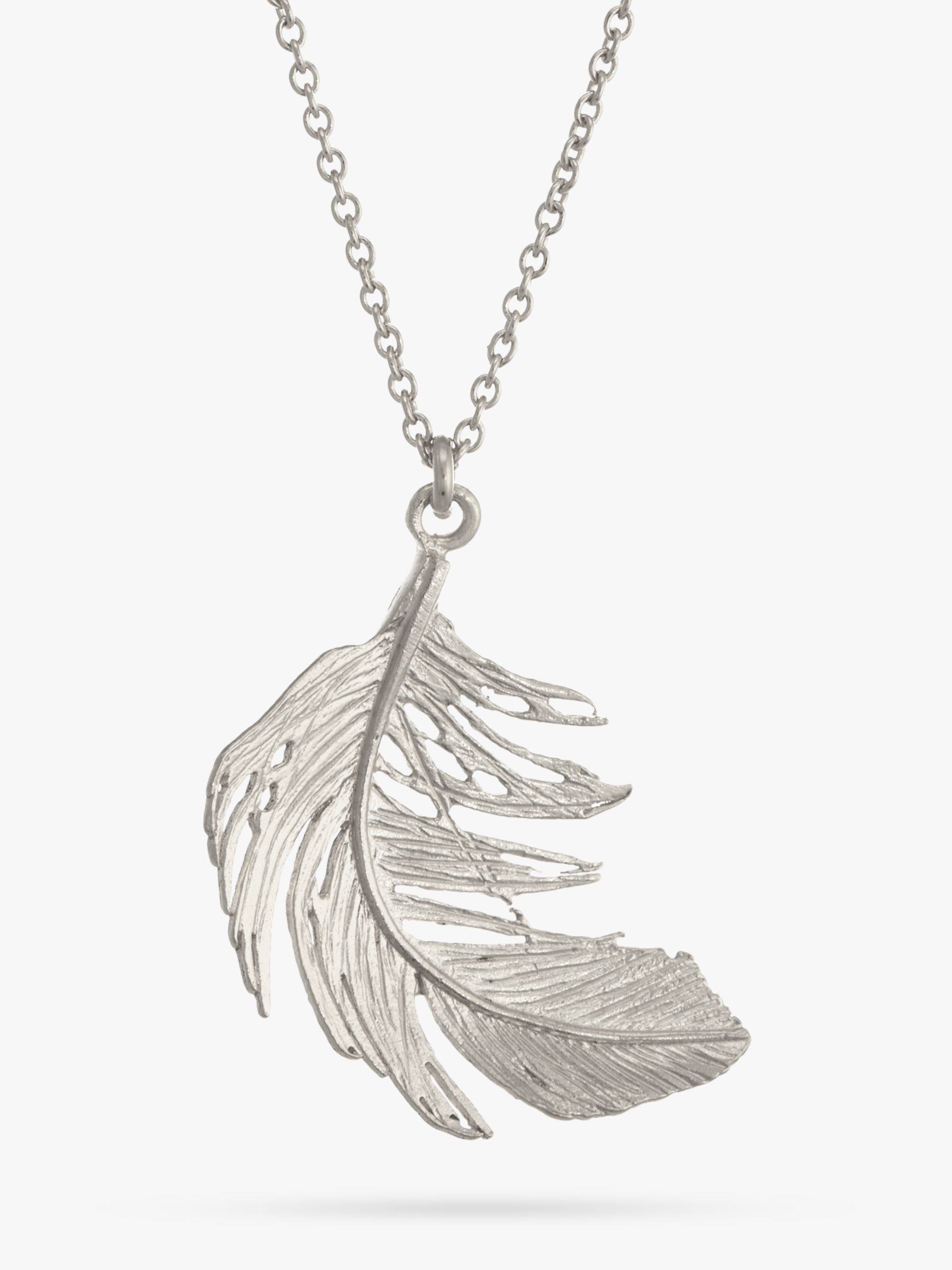 Alex Monroe Big Single Feather Necklace, Silver