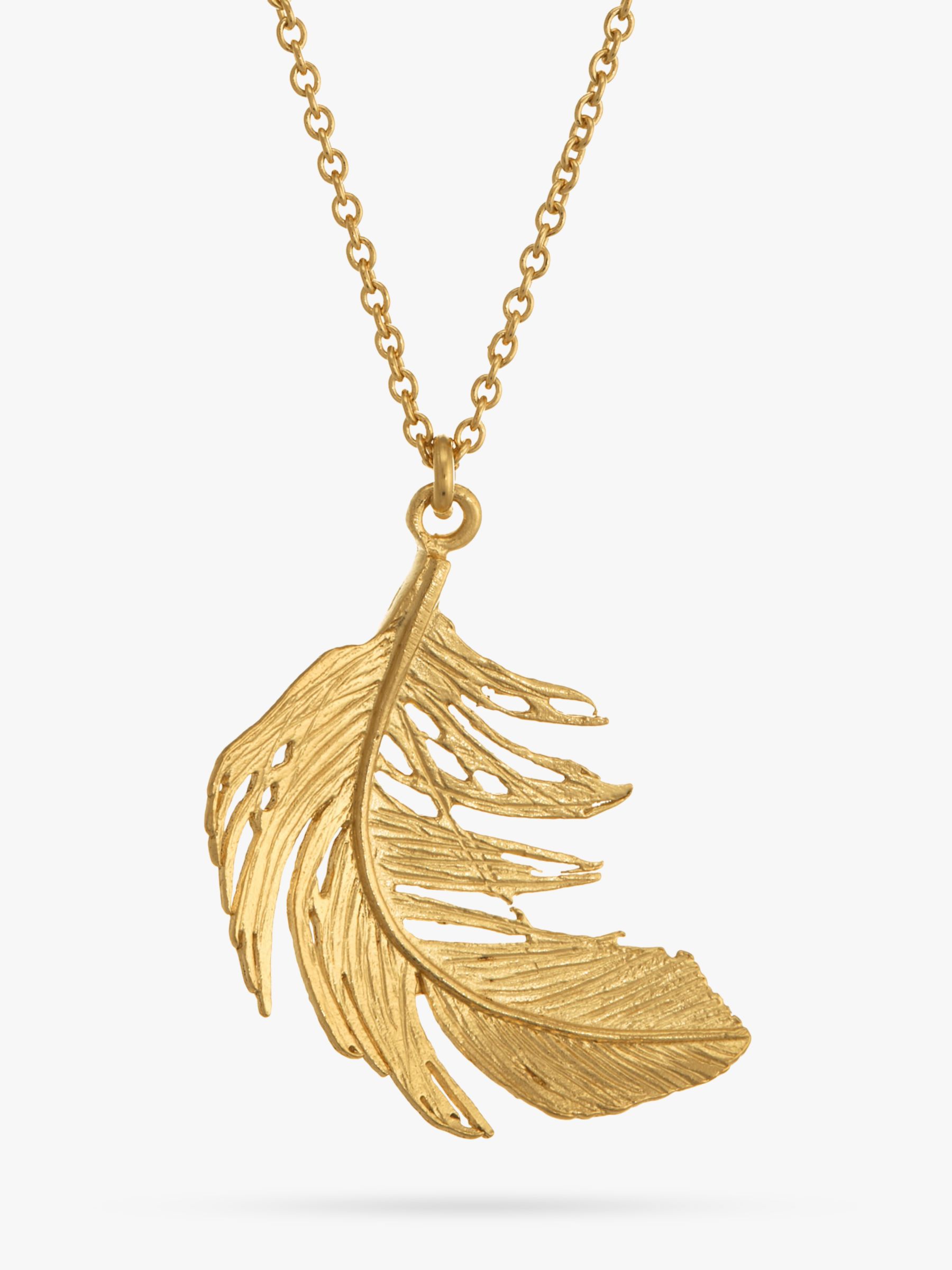 Alex Monroe Big Single Feather Necklace, Gold