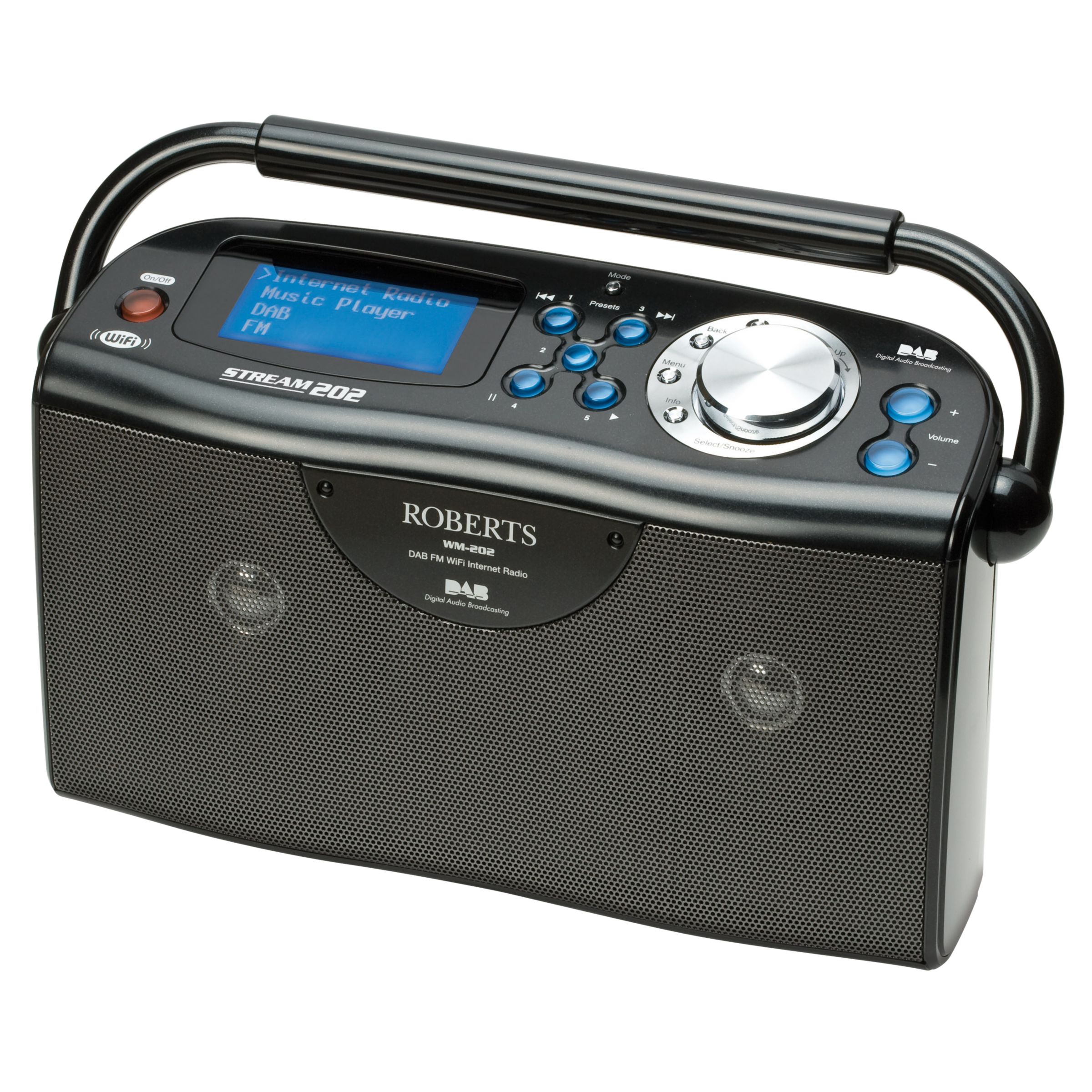 ROBERTS Stream 202 DAB Internet Radio, Black at John Lewis