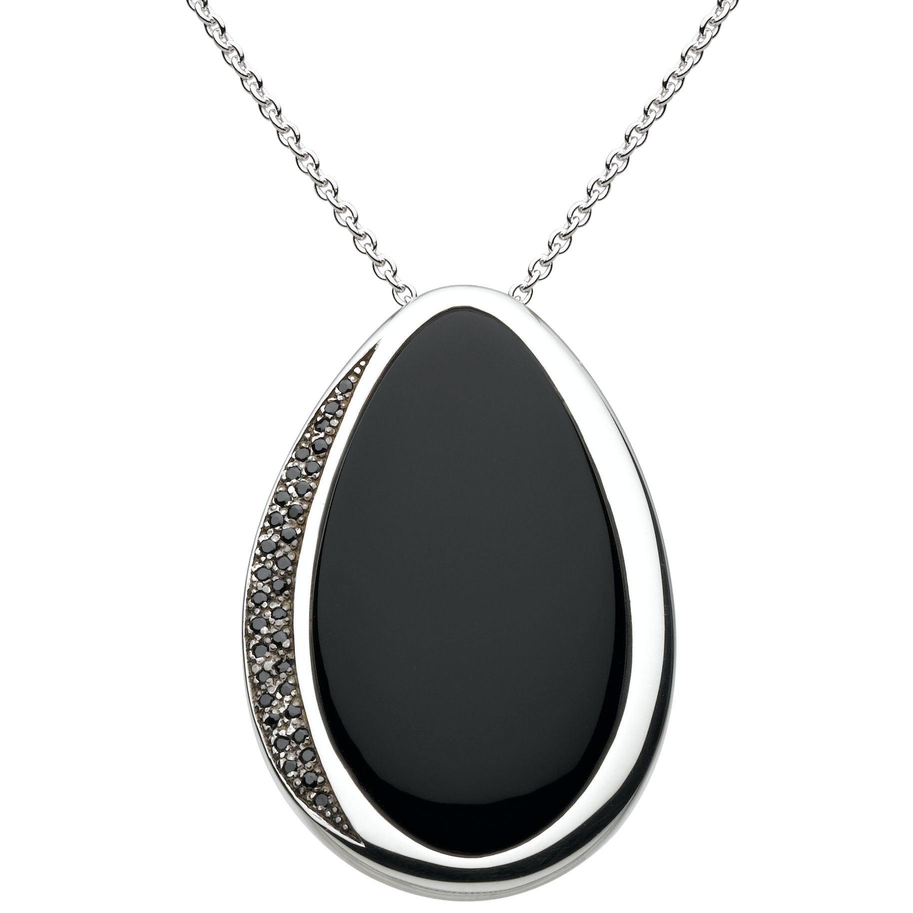 Kit Heath Large Pebble Ellipse Necklace, Black/Silver