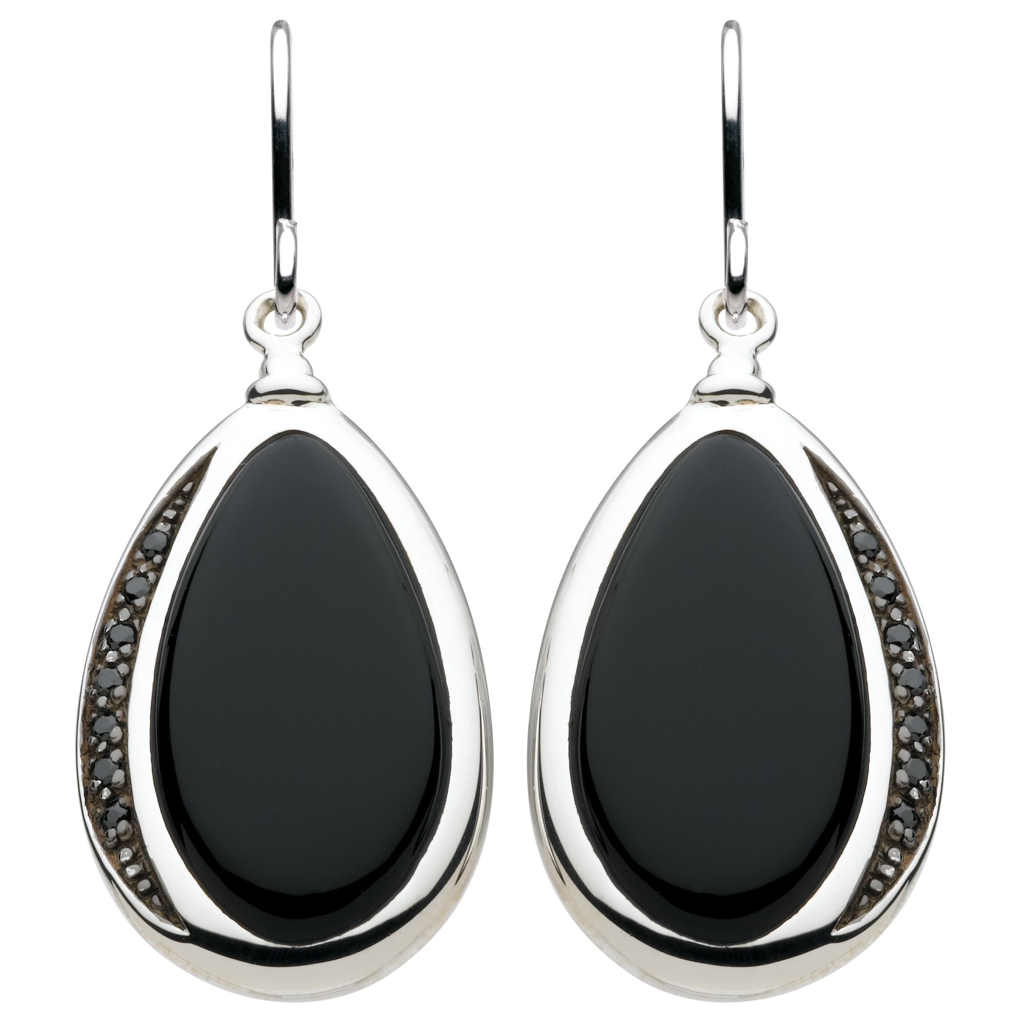 Kit Heath Large Pebble Ellipse Drop Earrings, Black/Silver