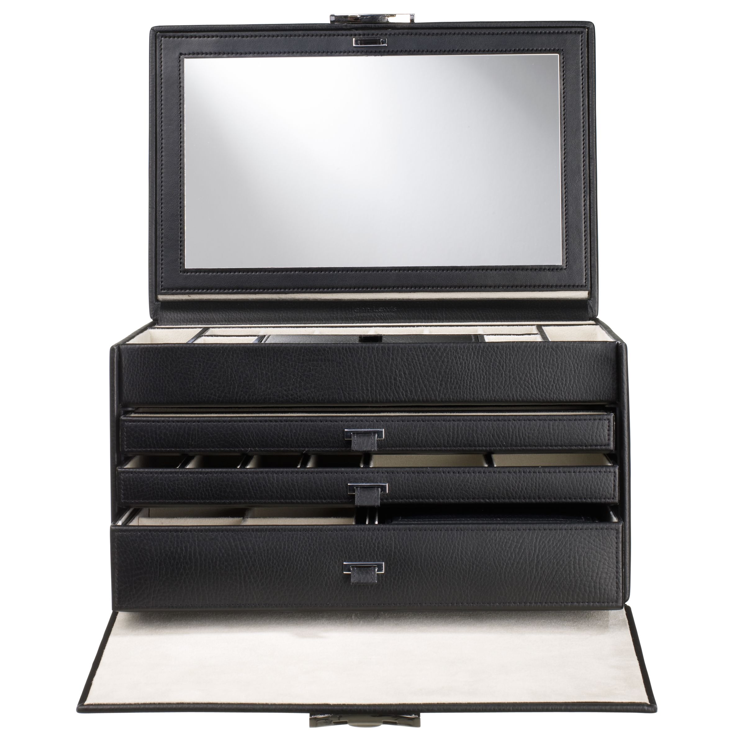 John Lewis Classic Jewellery Box, Black, Large at John Lewis