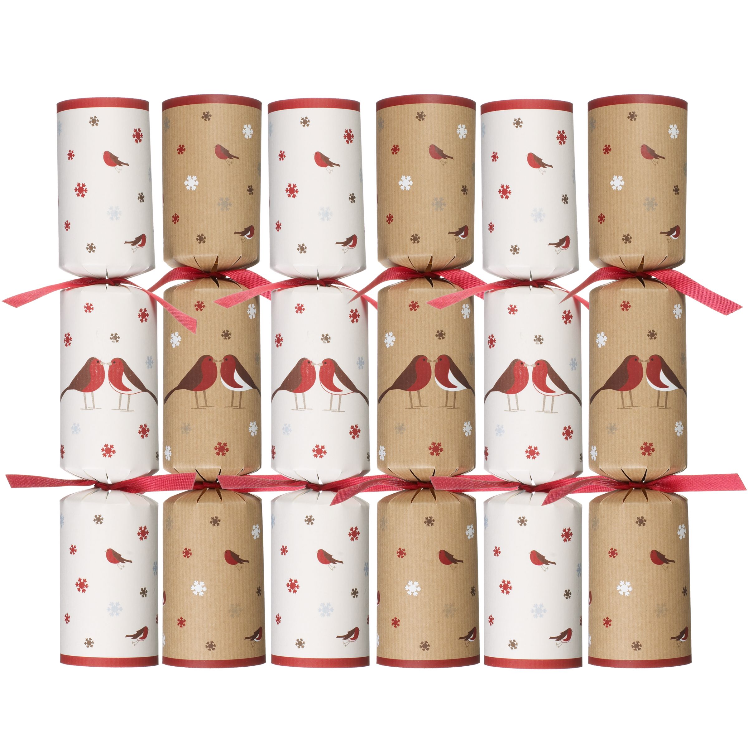 John Lewis Robin Signature Print Christmas Crackers, Box of 12