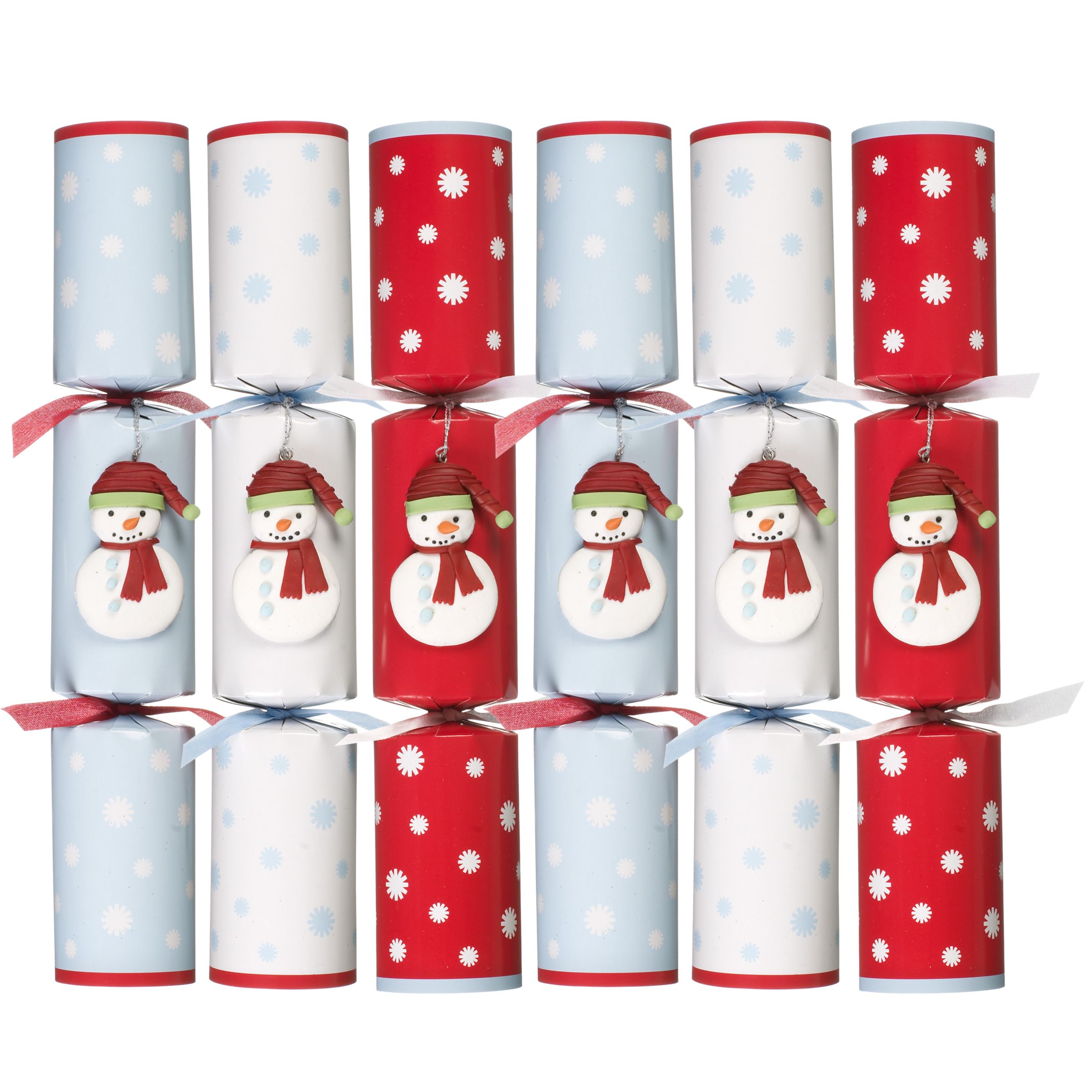John Lewis Claydo Snowmen Christmas Crackers, Pack of 6