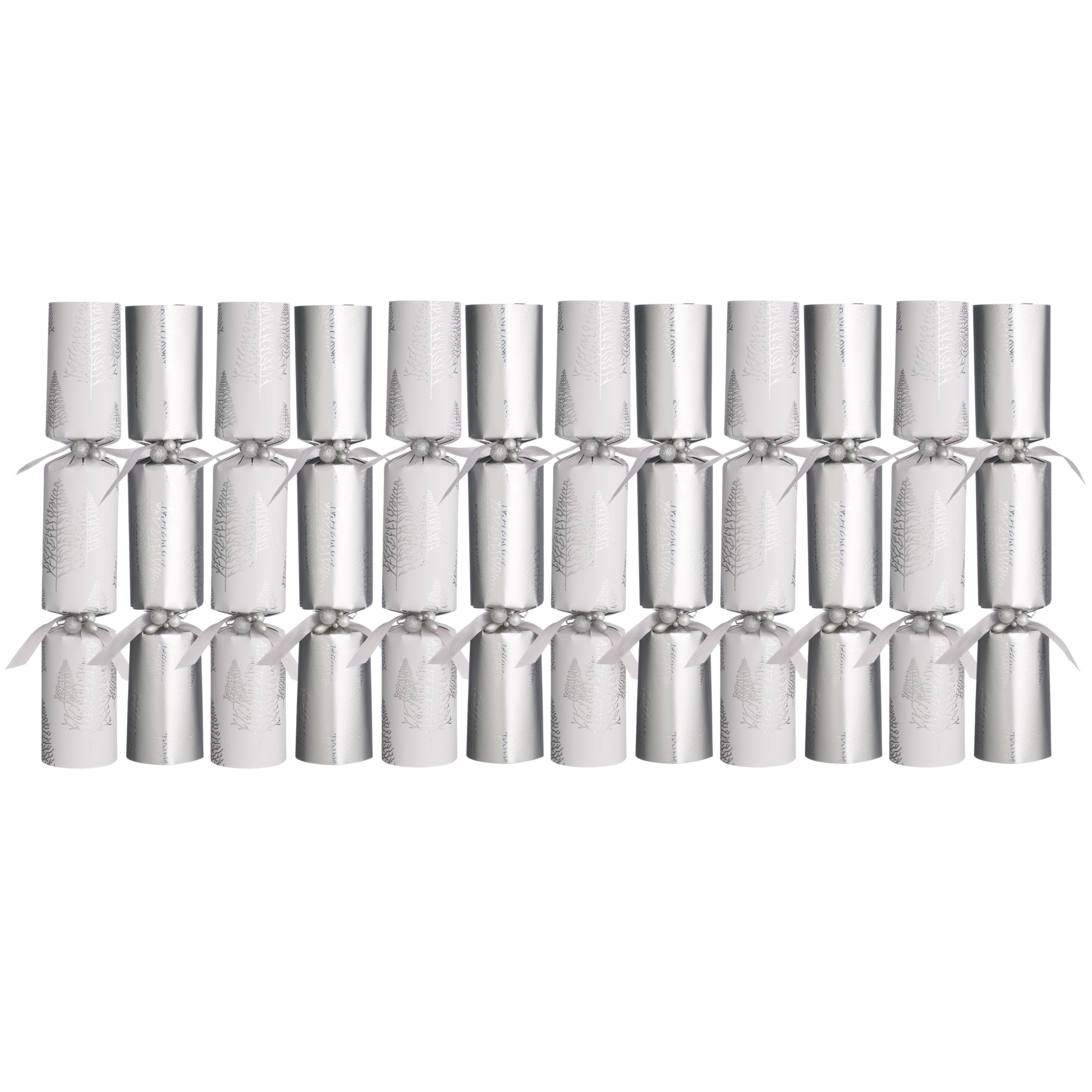 John Lewis Silver Tree Crackers, Box of 12