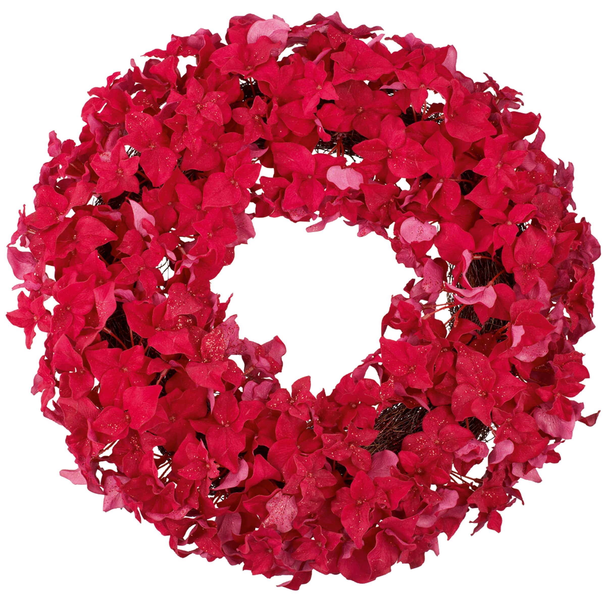 John Lewis Glitter Flower Wreath, Red