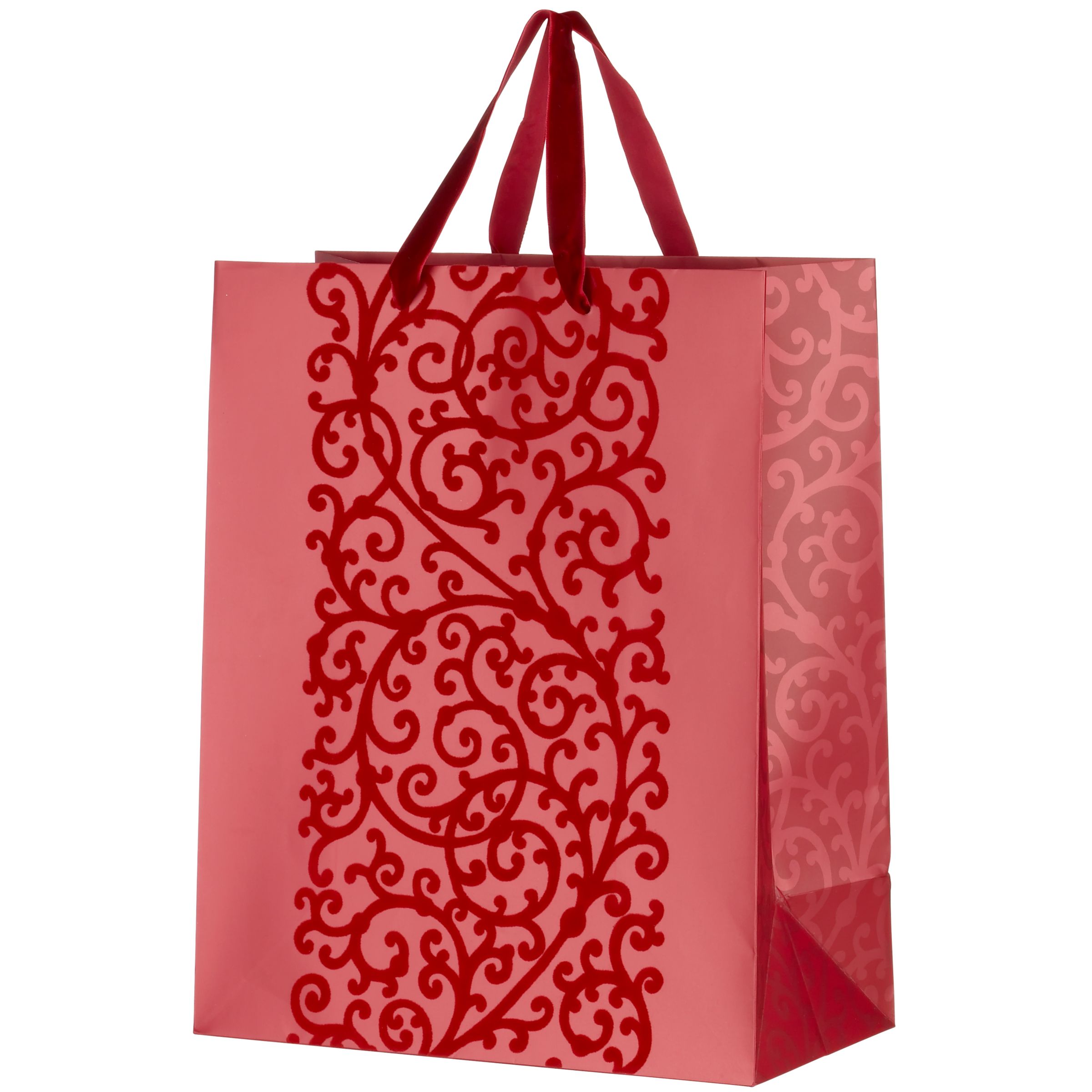 John Lewis Classic Swirl Gift Bag, Medium, Red Flock